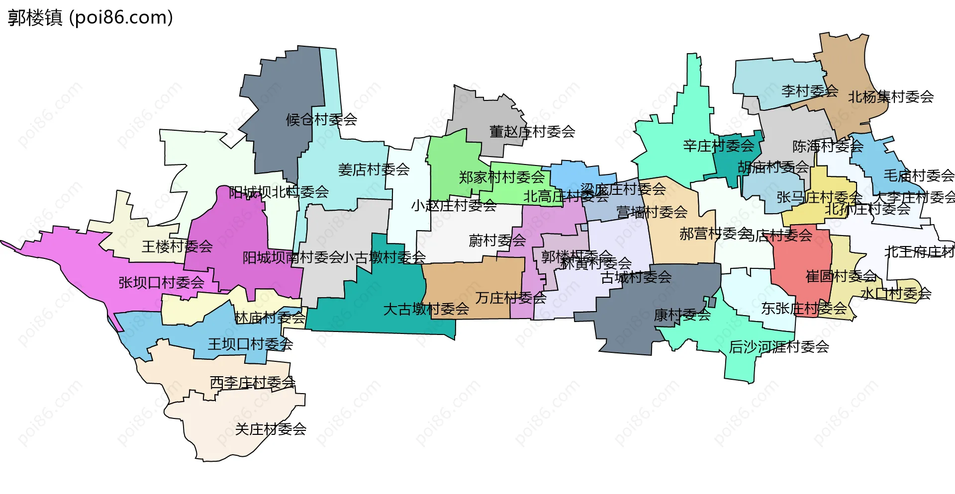 郭楼镇边界地图(五级行政区划)
