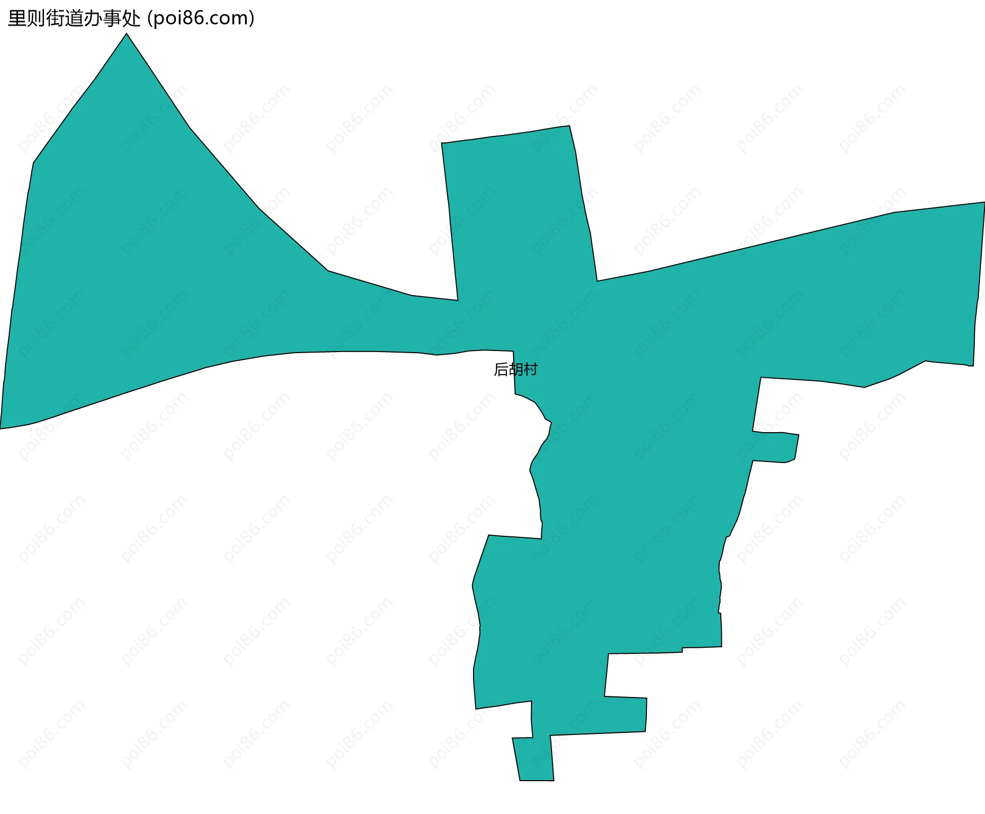 里则街道办事处边界地图(五级行政区划)