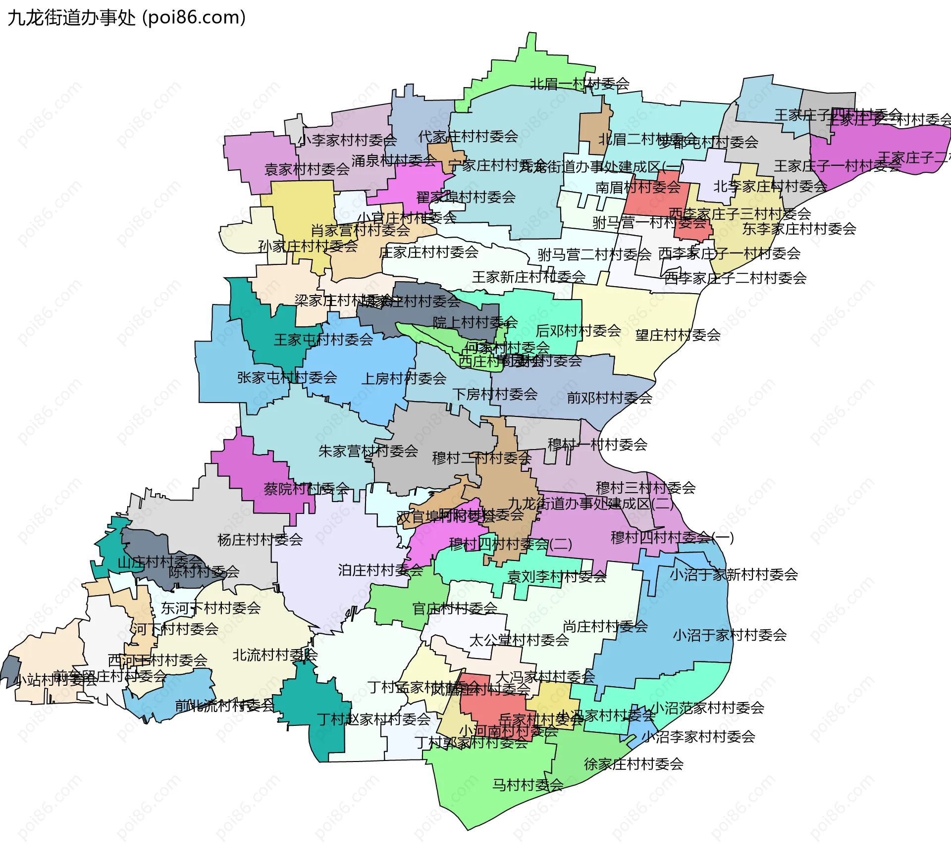 九龙街道办事处边界地图(五级行政区划)