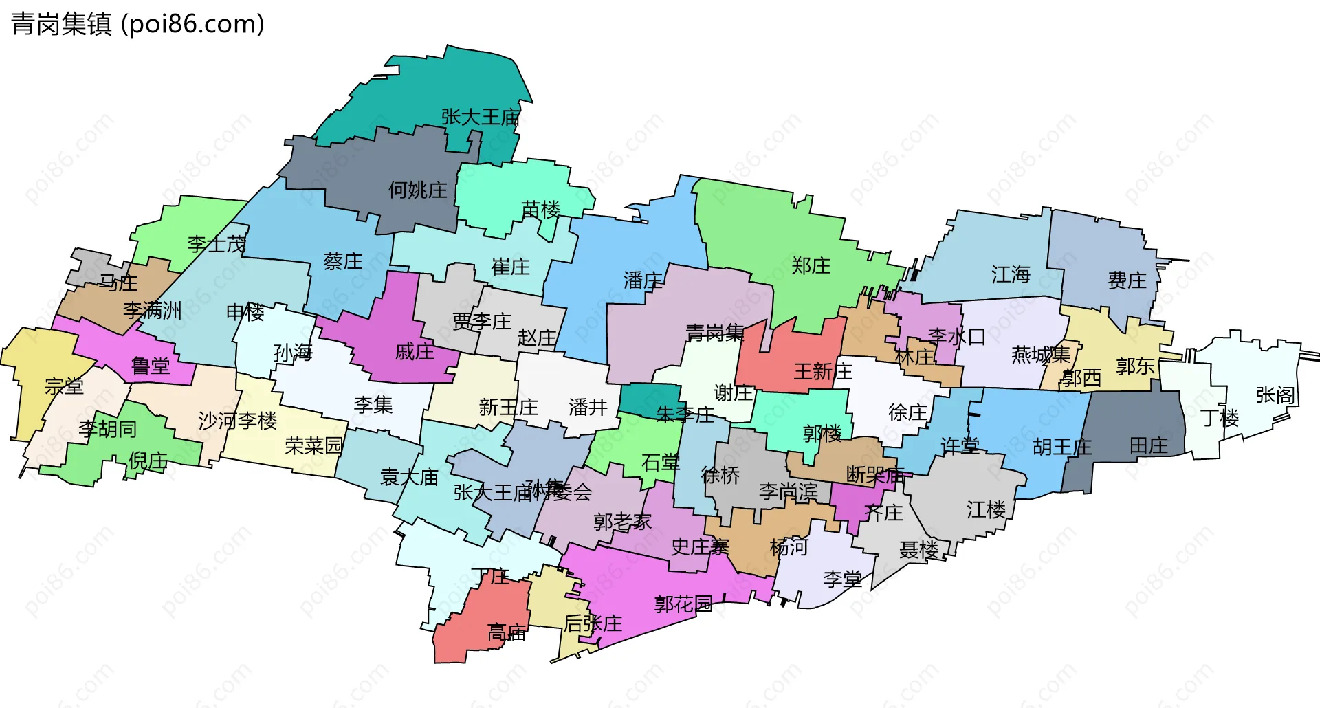 青岗集镇边界地图(五级行政区划)