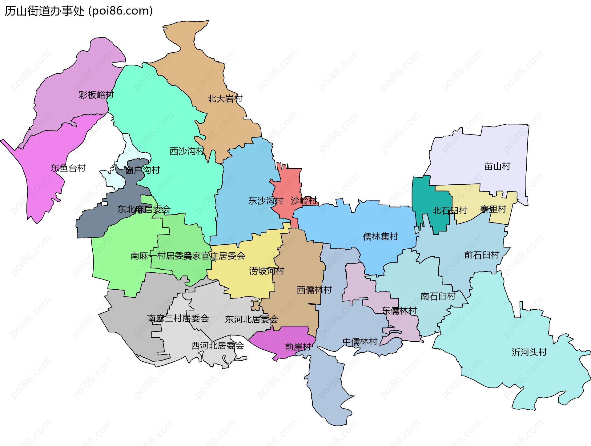历山街道办事处边界地图(五级行政区划)