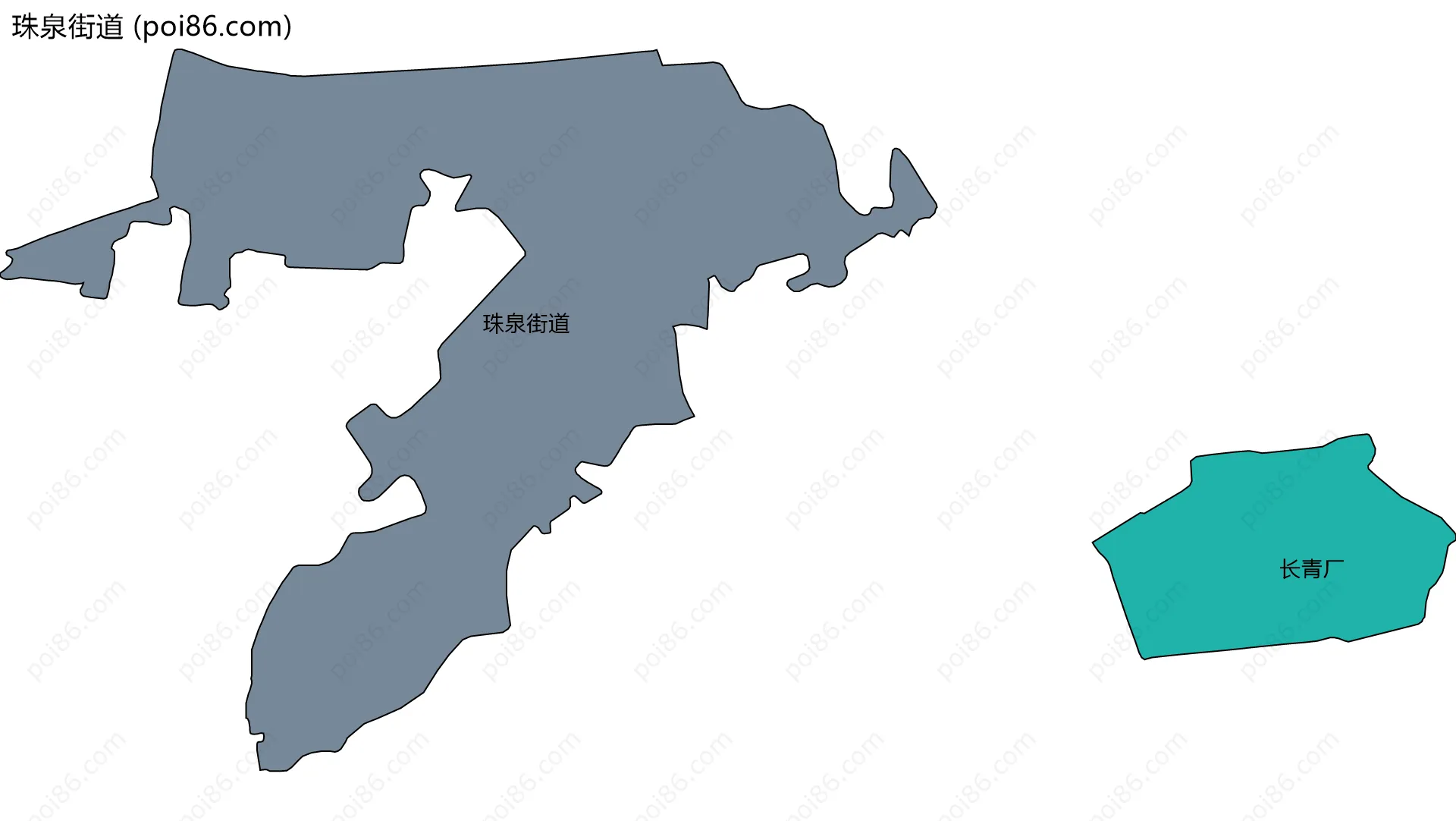 珠泉街道边界地图(五级行政区划)
