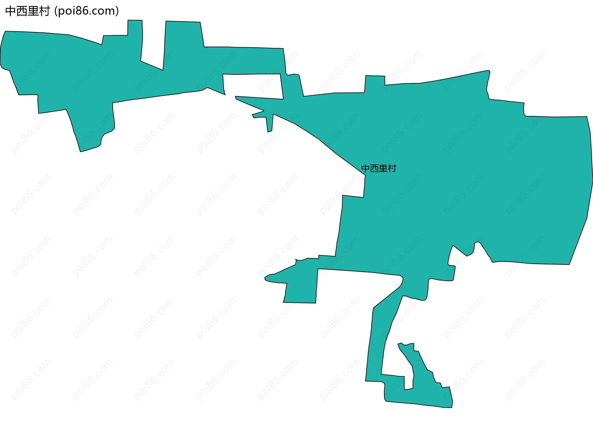 中西里村边界地图