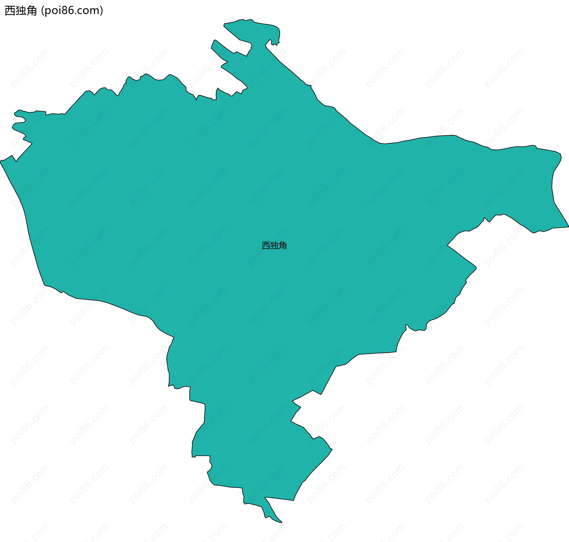 西独角边界地图