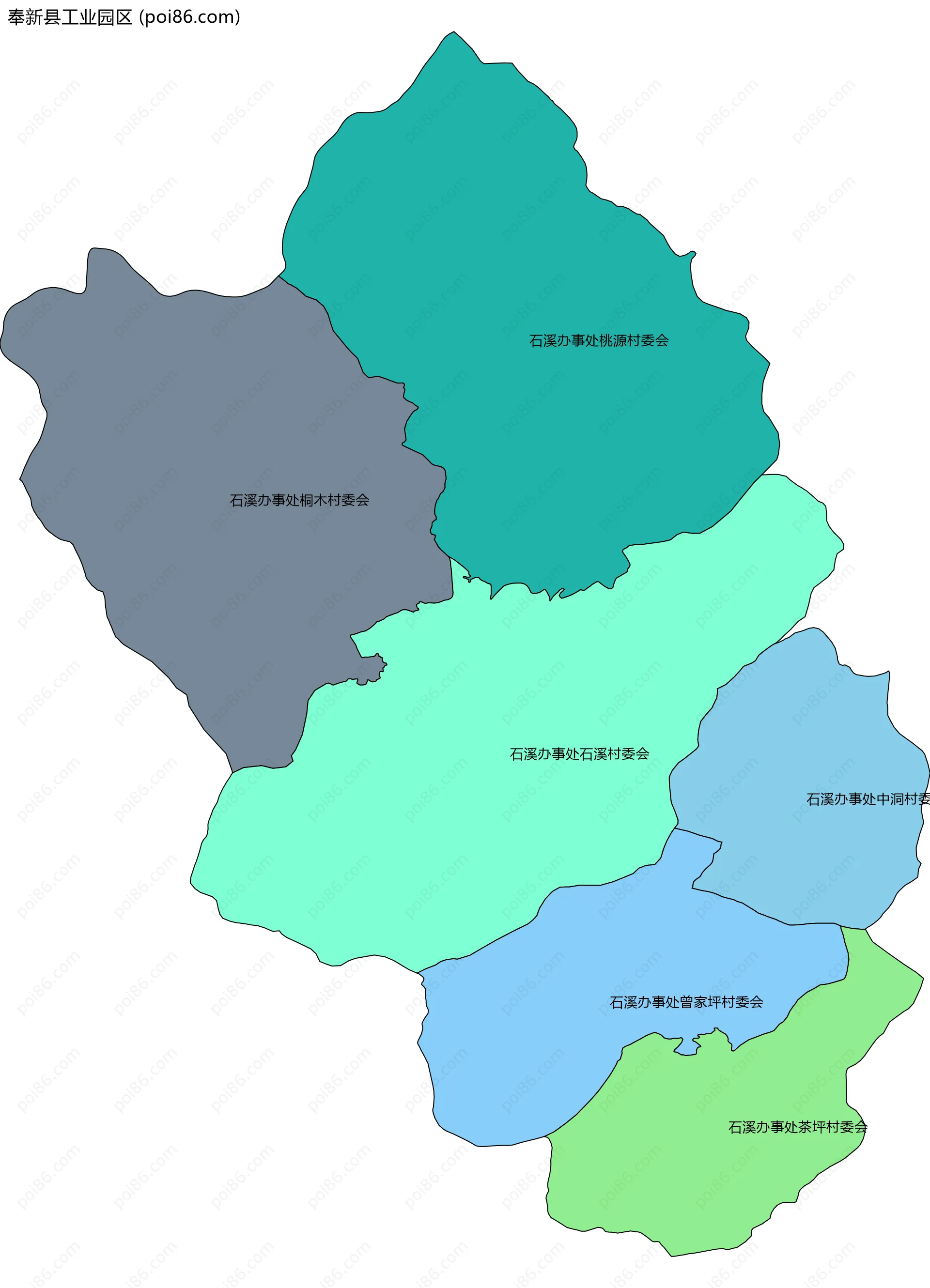 奉新县工业园区边界地图(五级行政区划)
