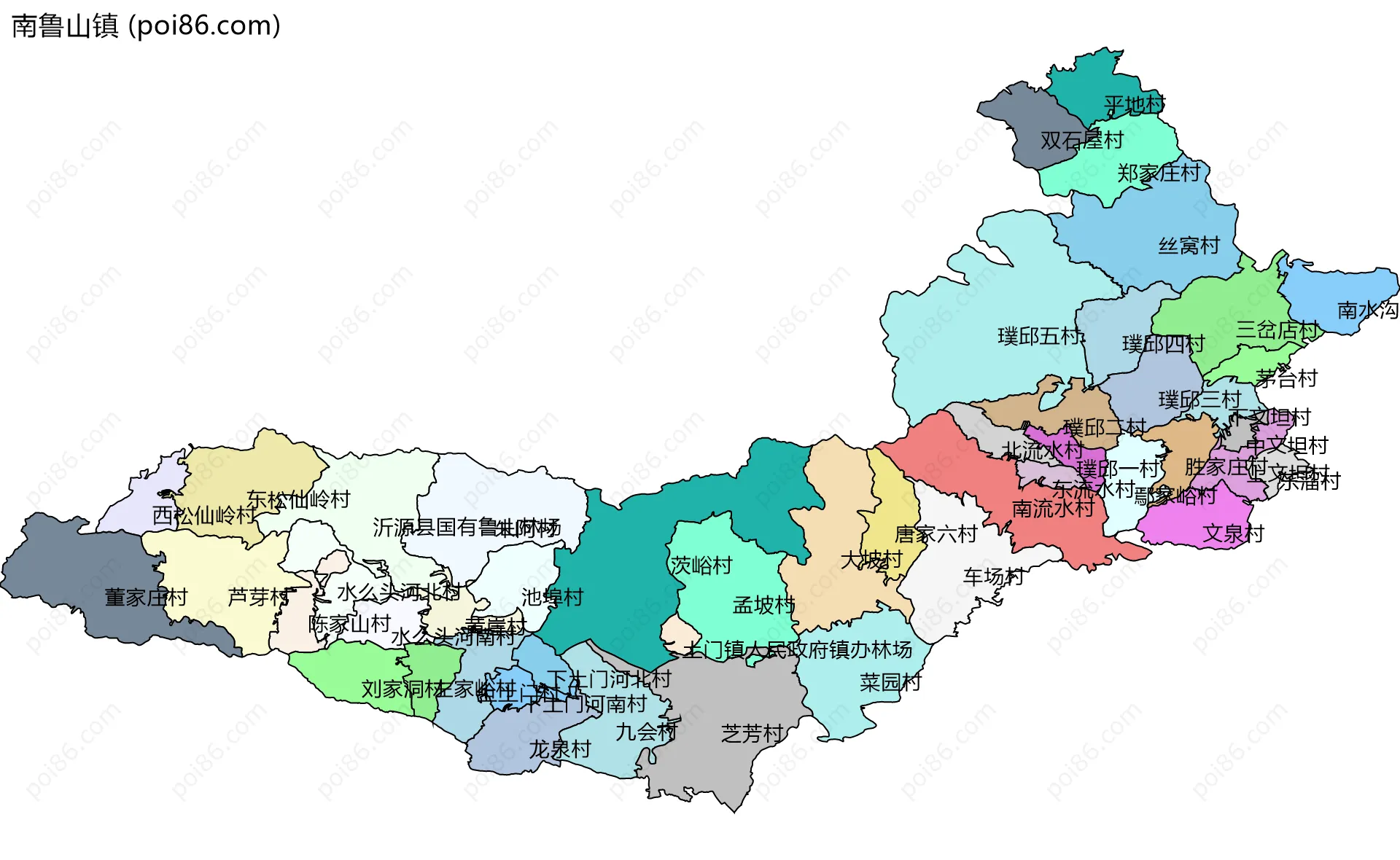 南鲁山镇边界地图(五级行政区划)