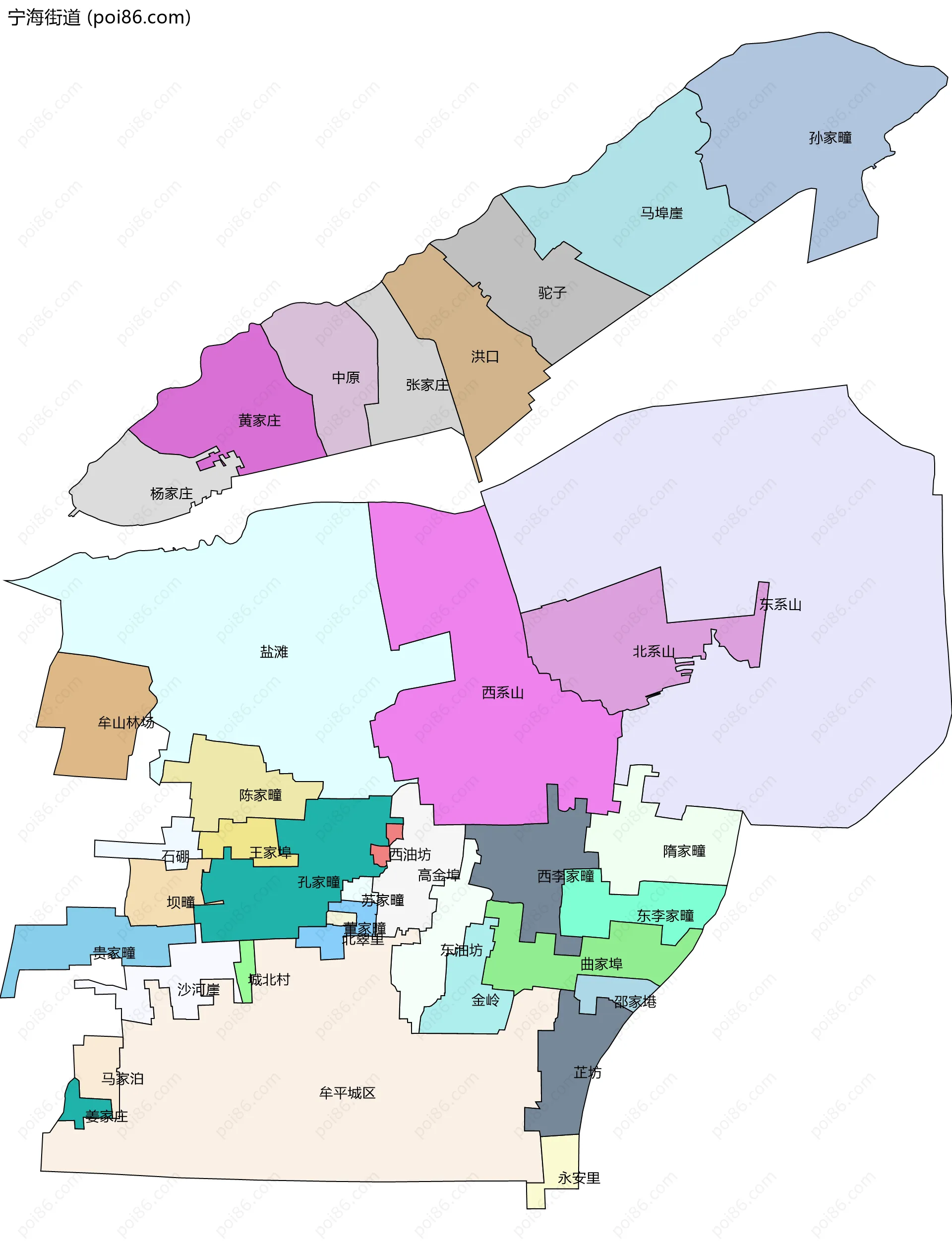 宁海街道边界地图(五级行政区划)