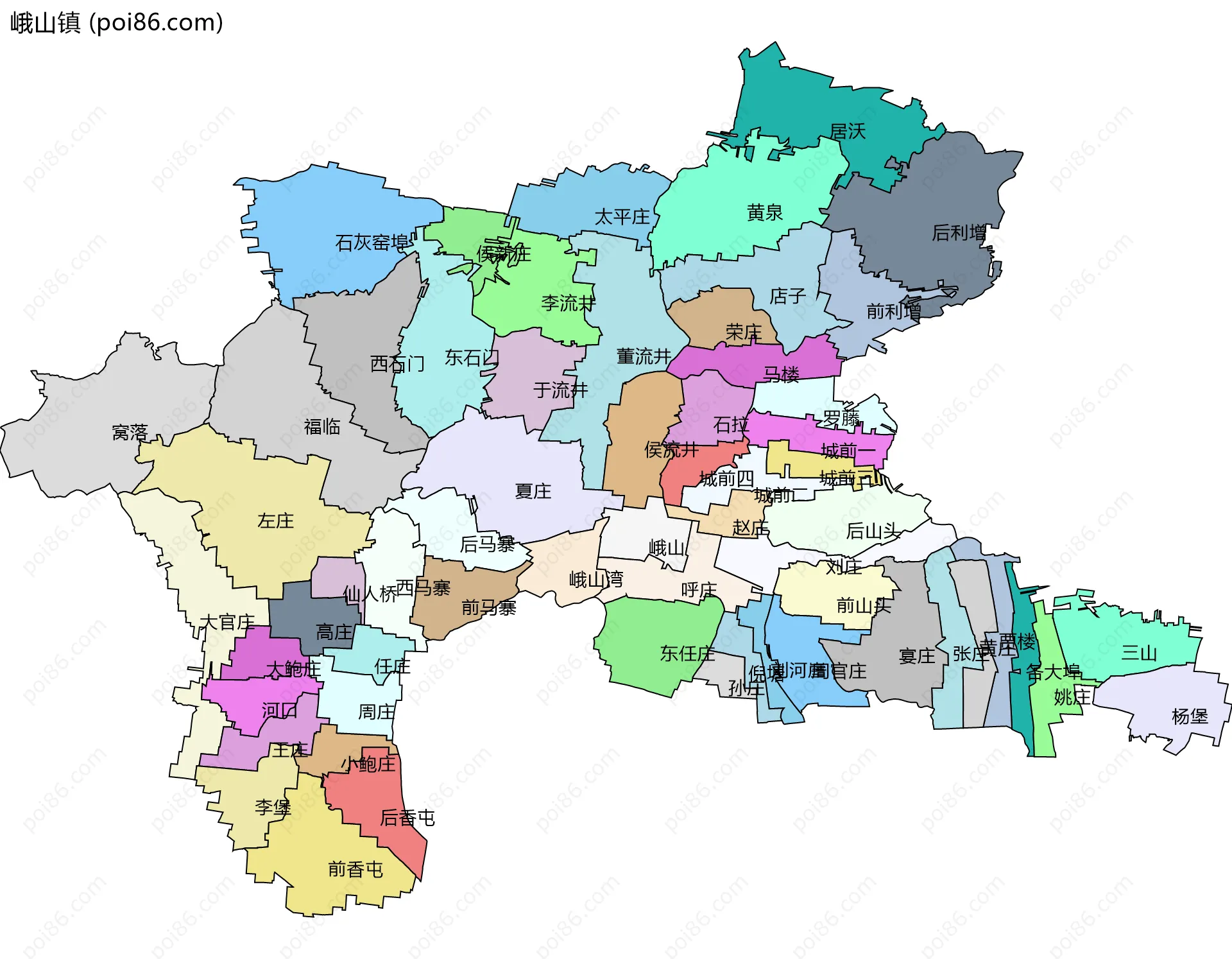 峨山镇边界地图(五级行政区划)