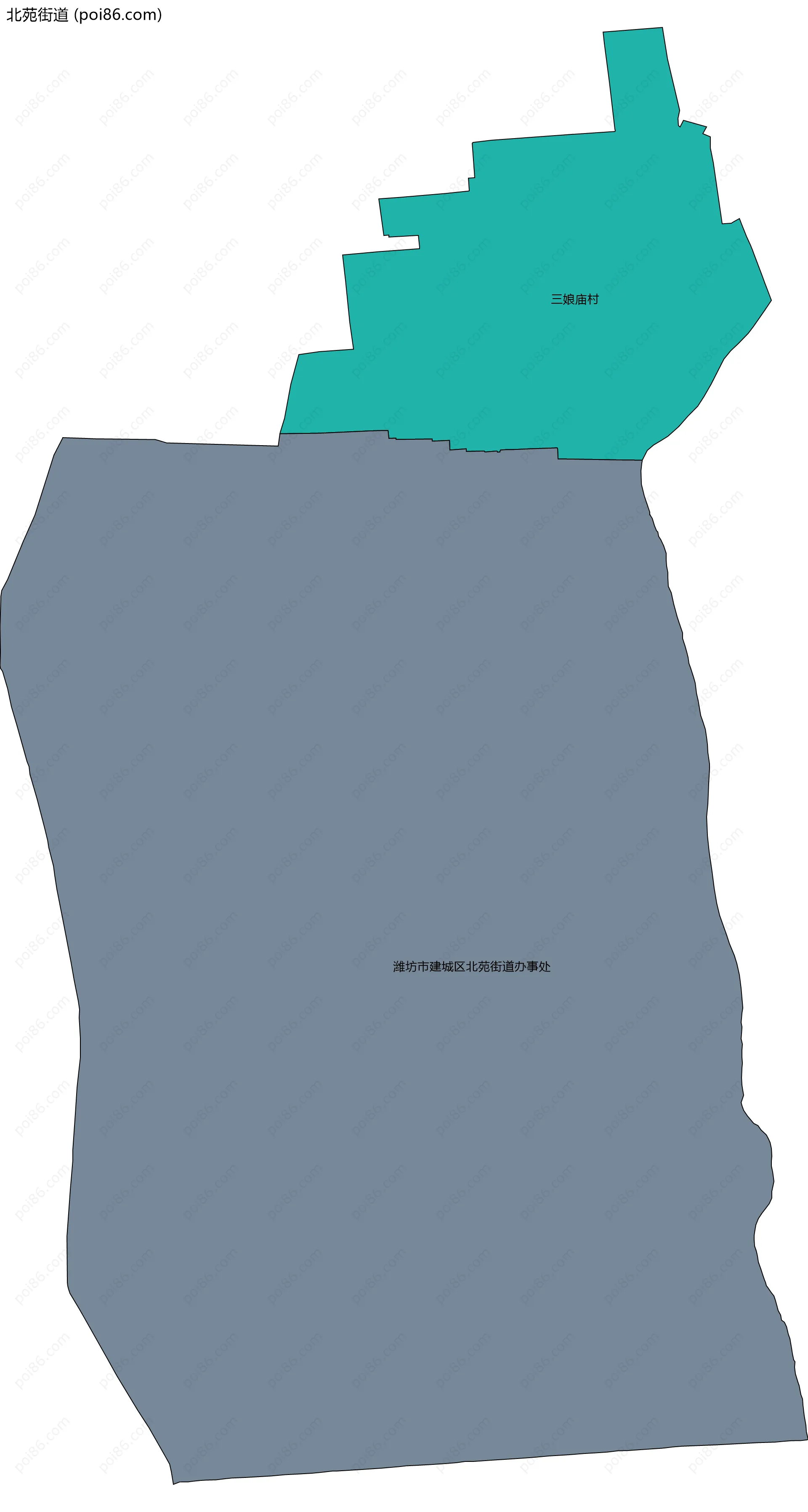 北苑街道边界地图(五级行政区划)