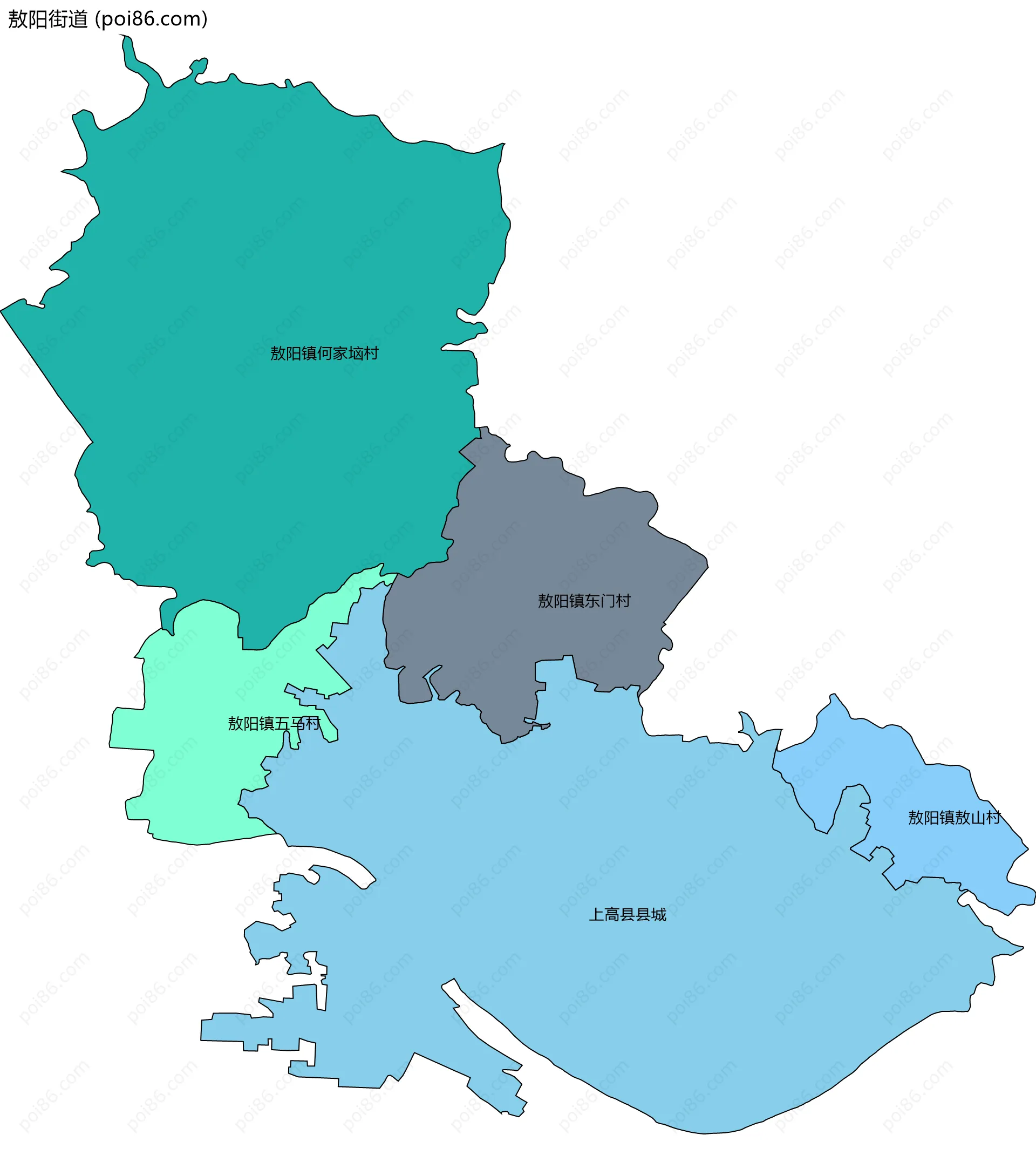 敖阳街道边界地图(五级行政区划)