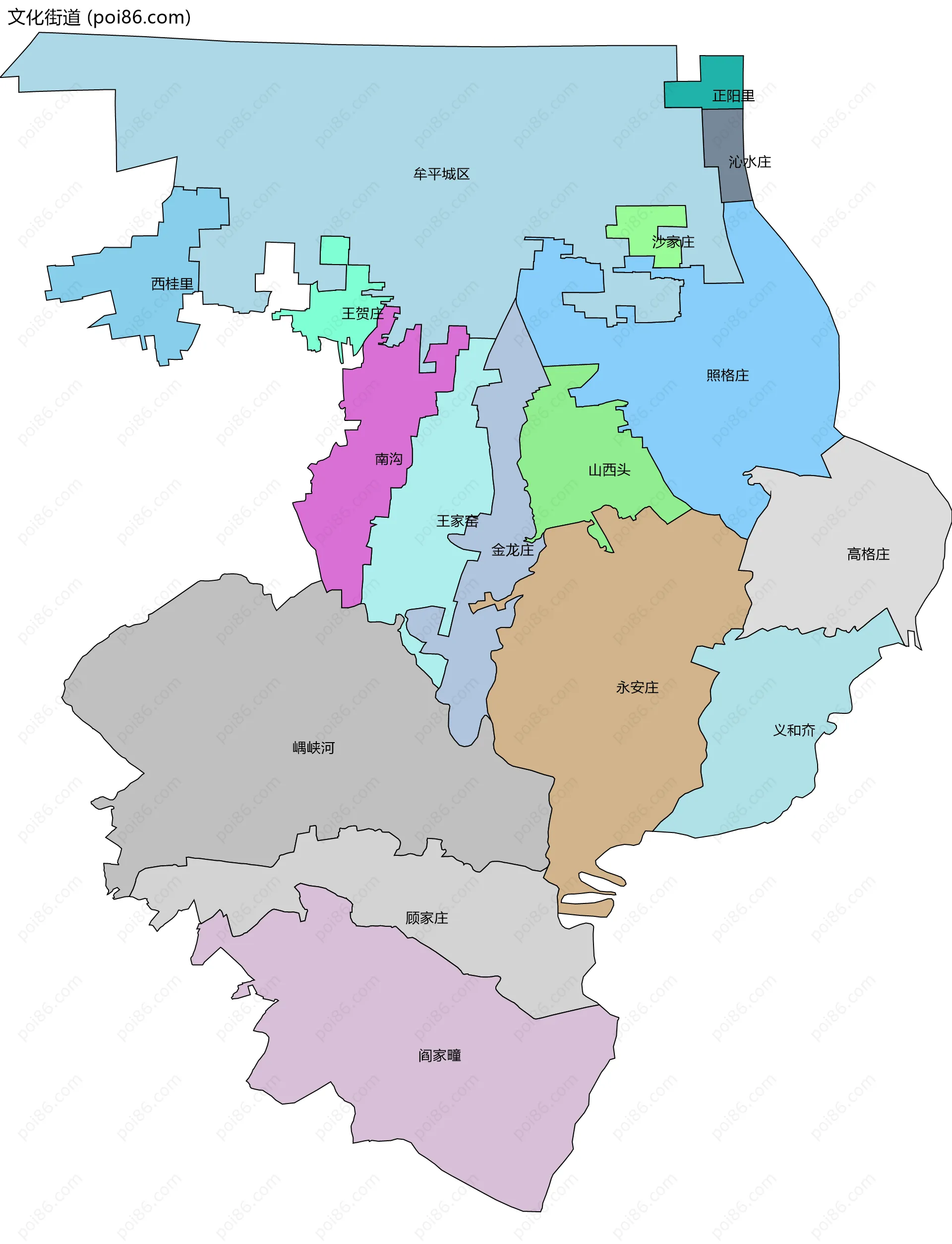 文化街道边界地图(五级行政区划)