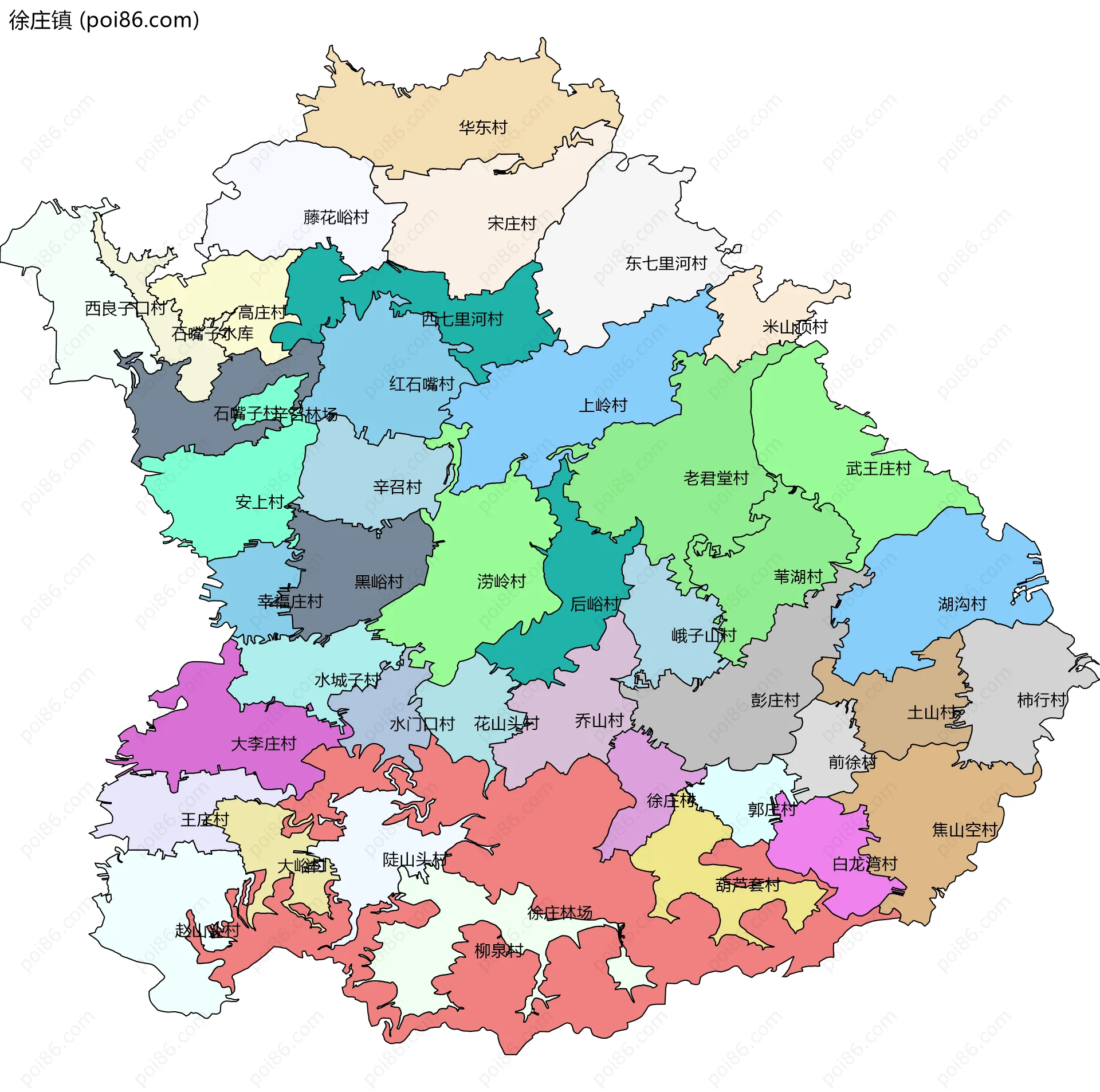 徐庄镇边界地图(五级行政区划)