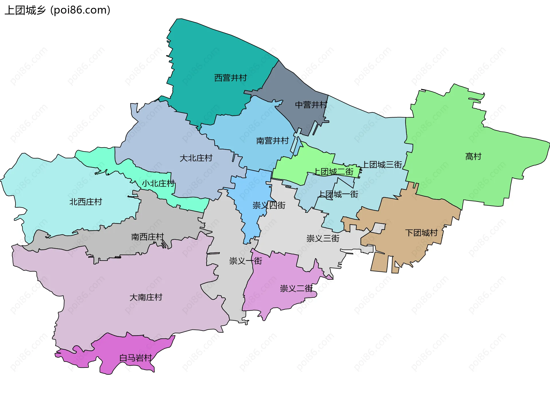 上团城乡边界地图(五级行政区划)