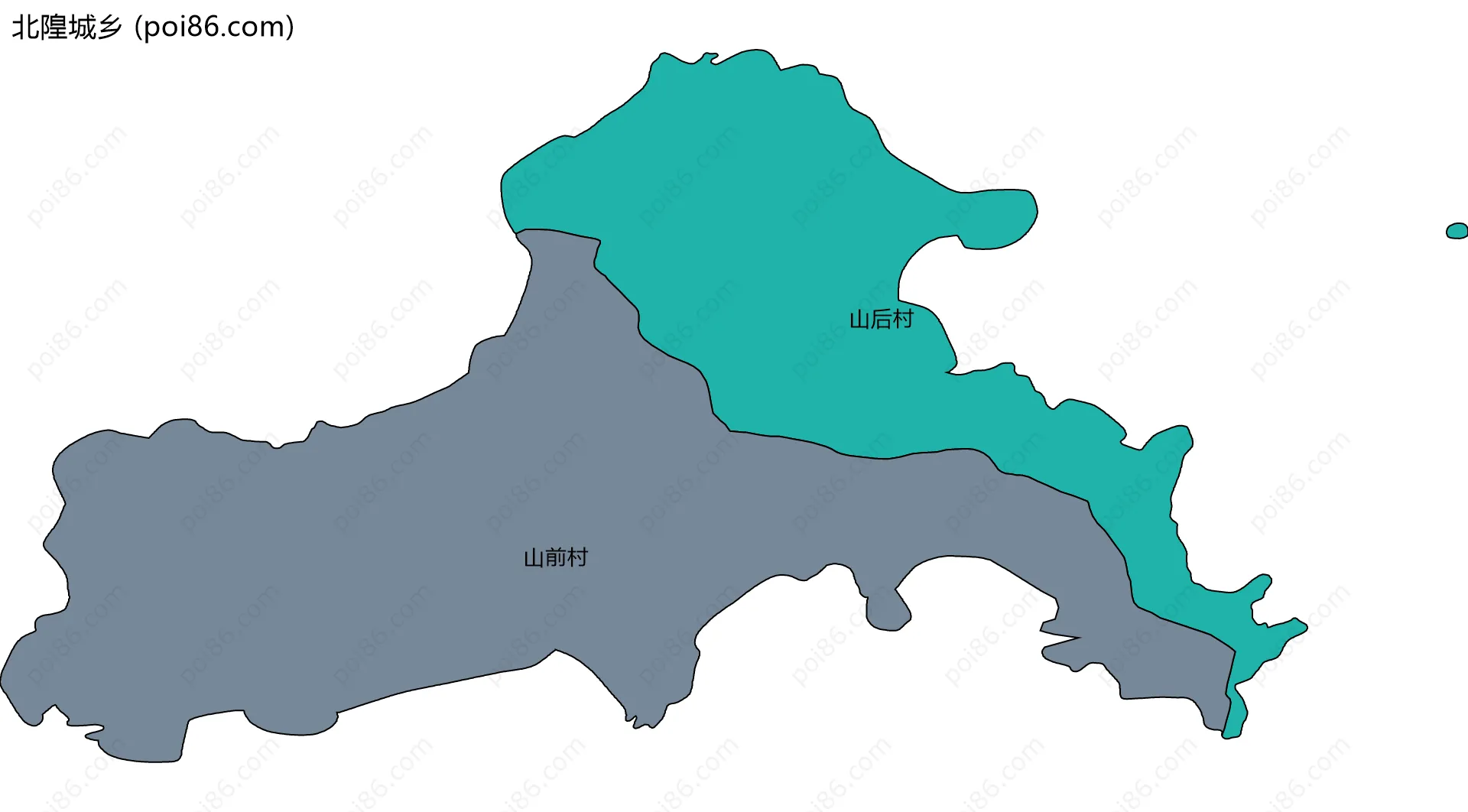 北隍城乡边界地图(五级行政区划)