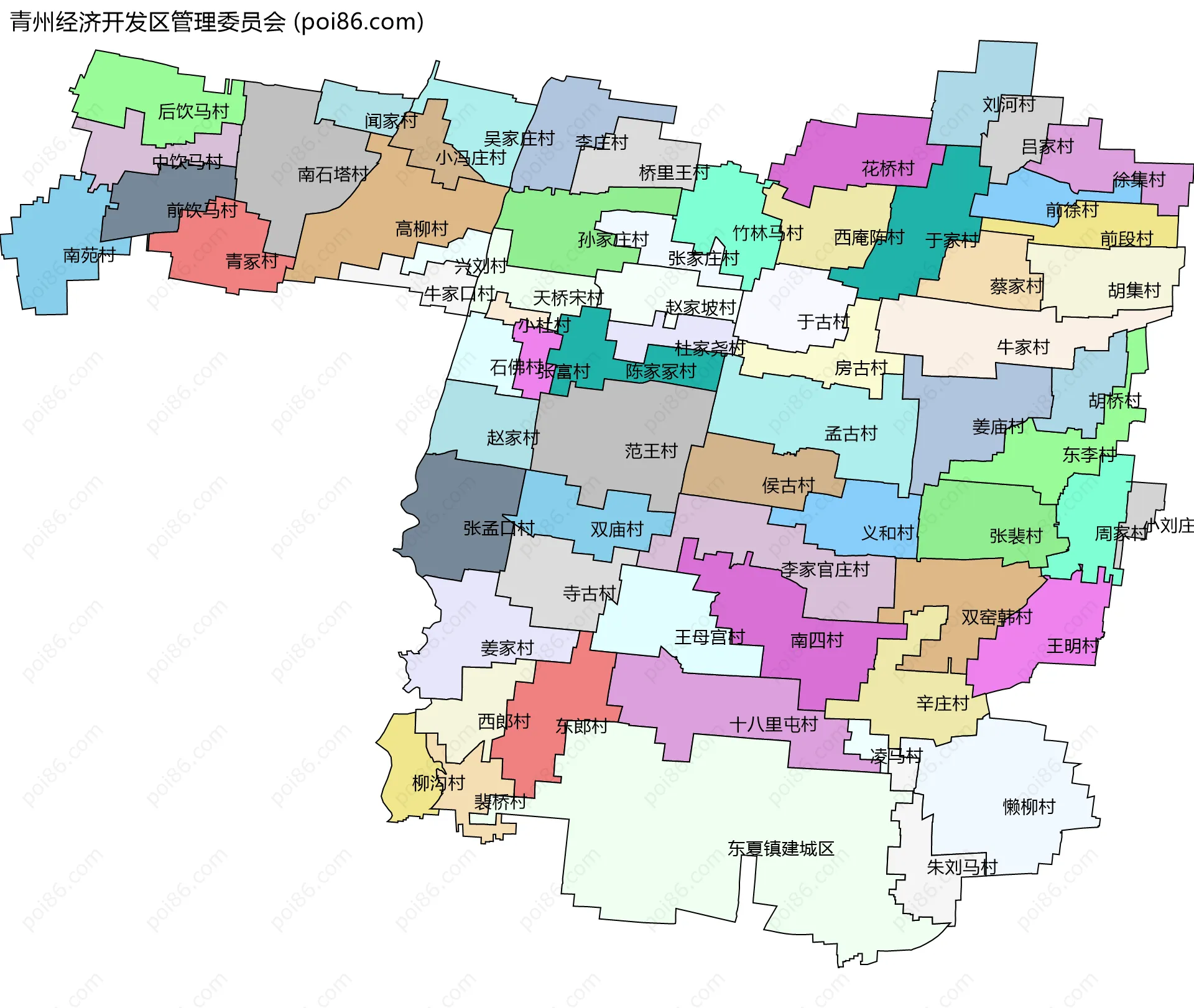 青州经济开发区管理委员会边界地图(五级行政区划)