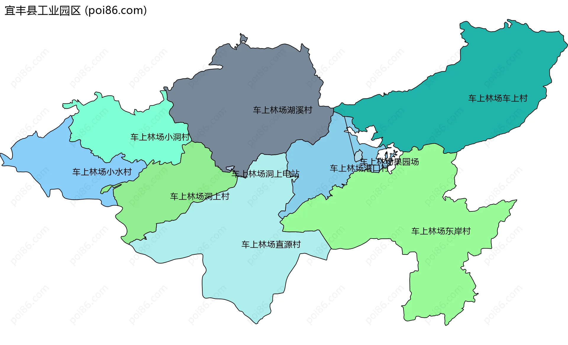 宜丰县工业园区边界地图(五级行政区划)