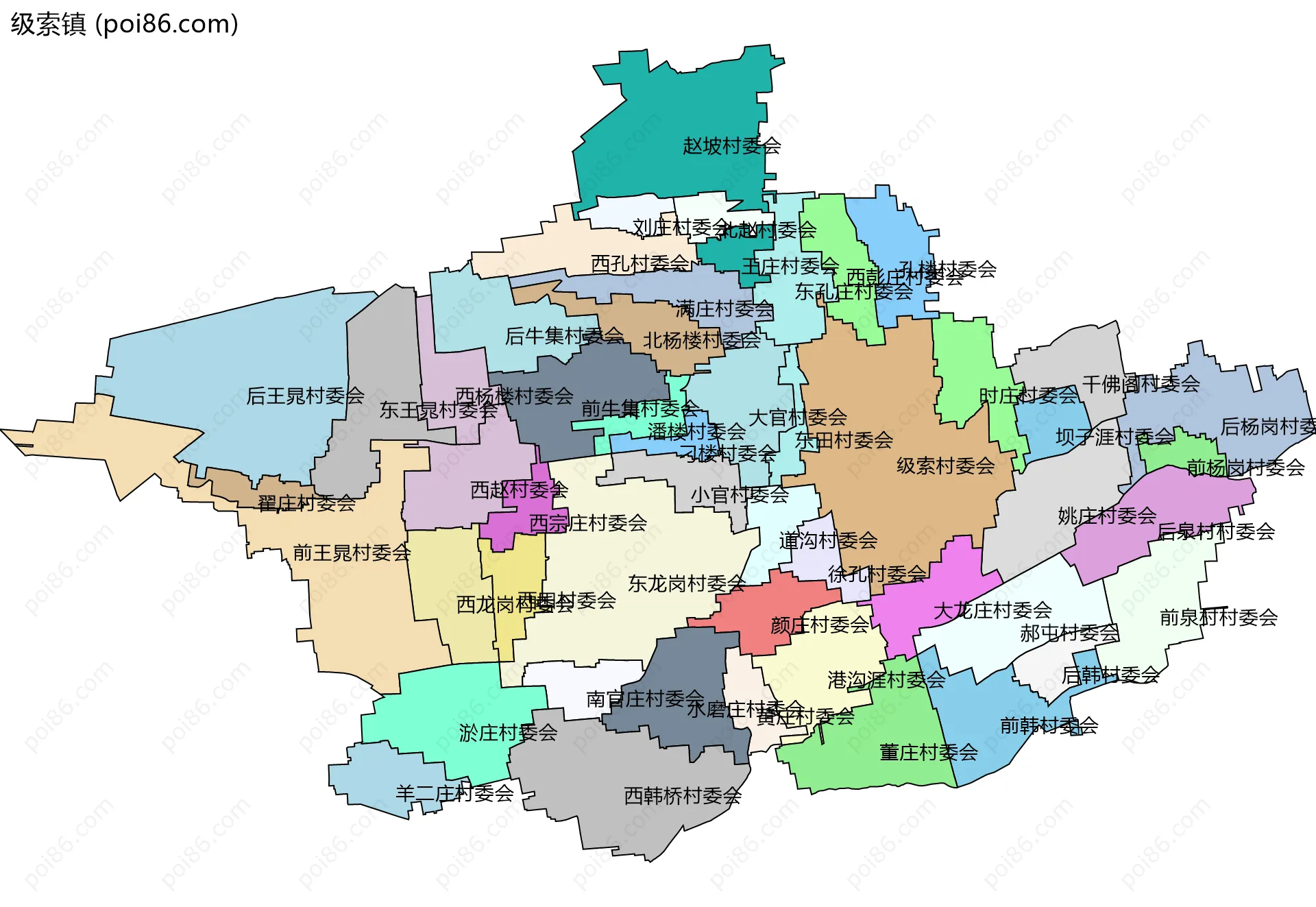 级索镇边界地图(五级行政区划)