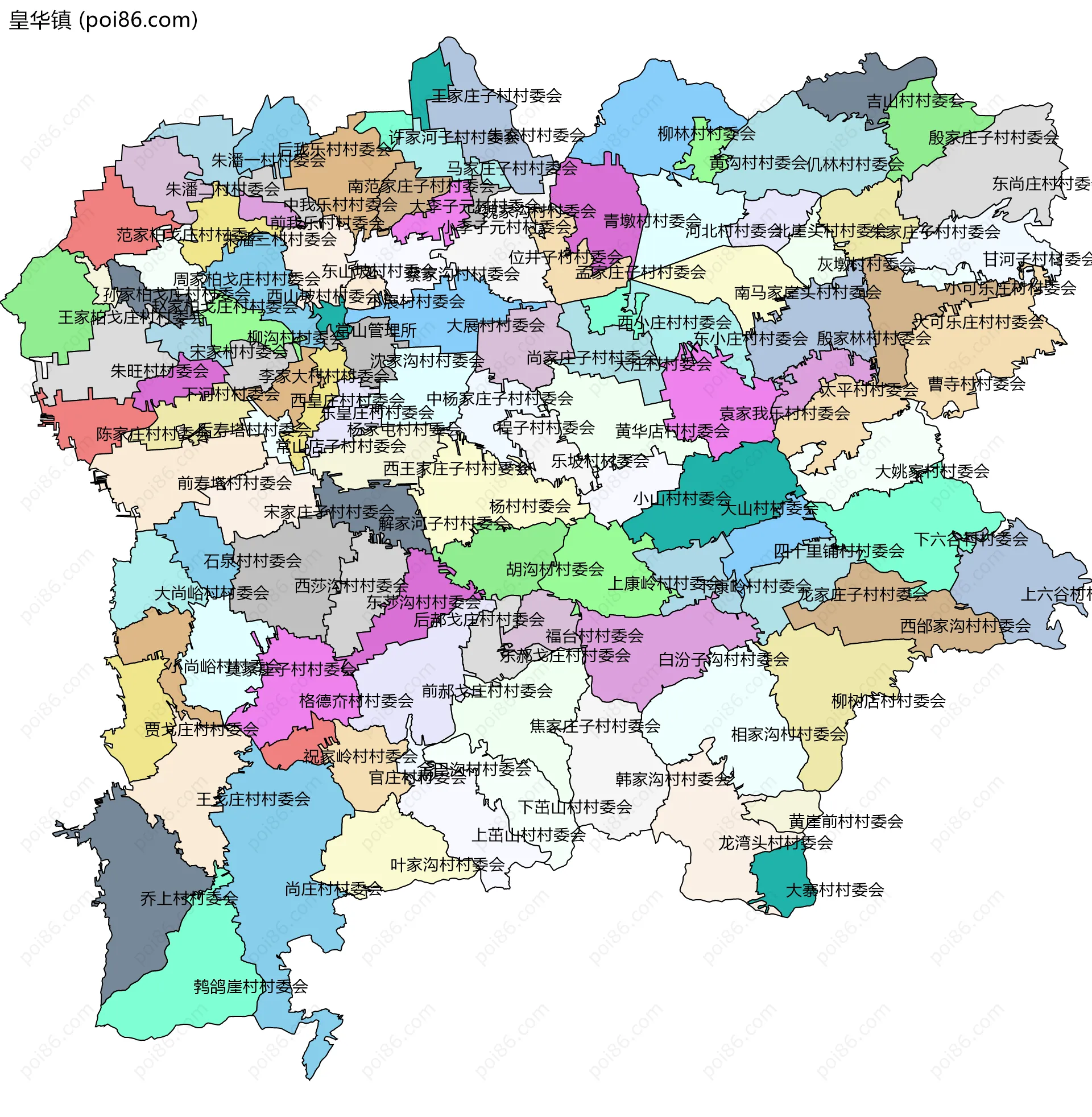 皇华镇边界地图(五级行政区划)