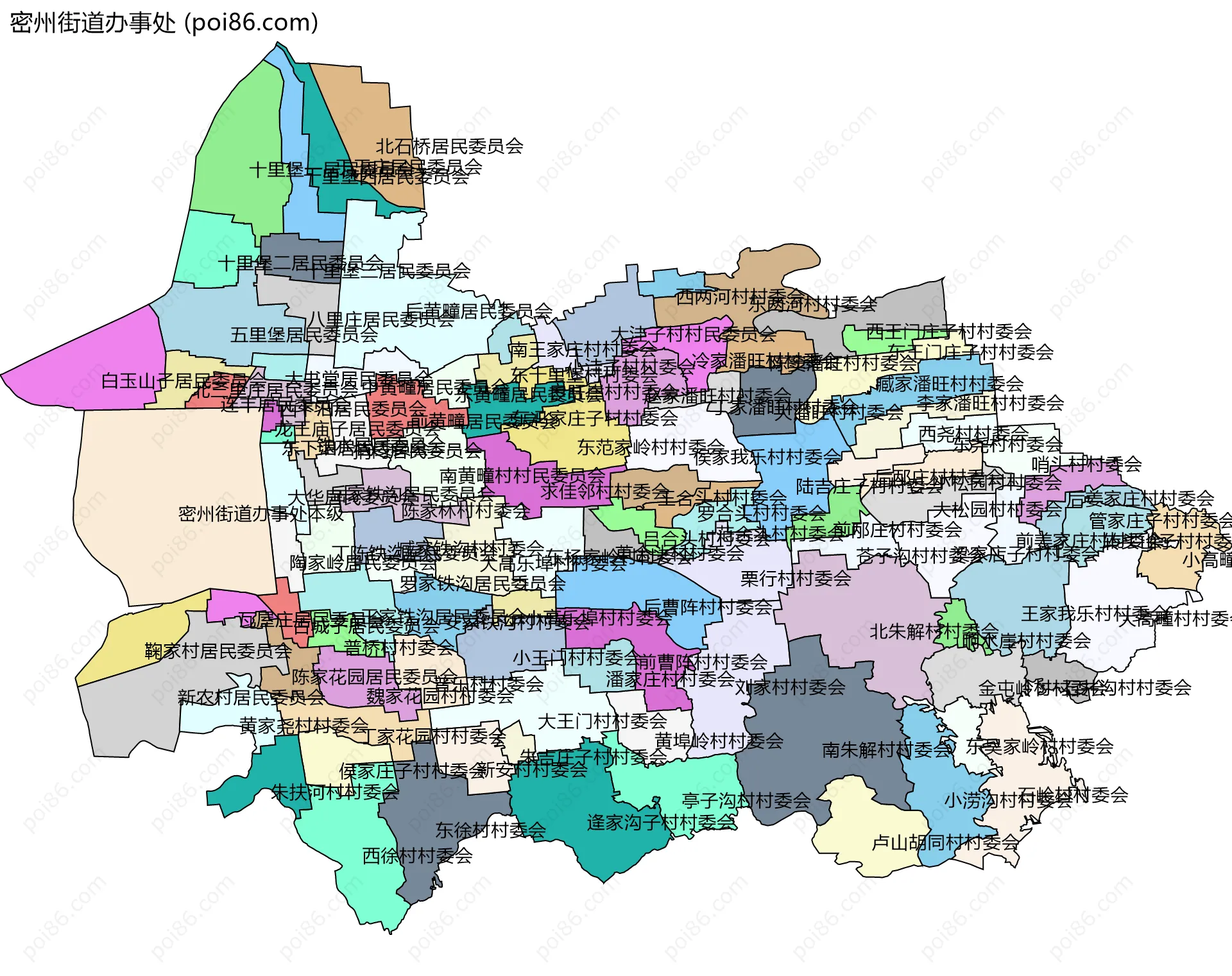 密州街道办事处边界地图(五级行政区划)