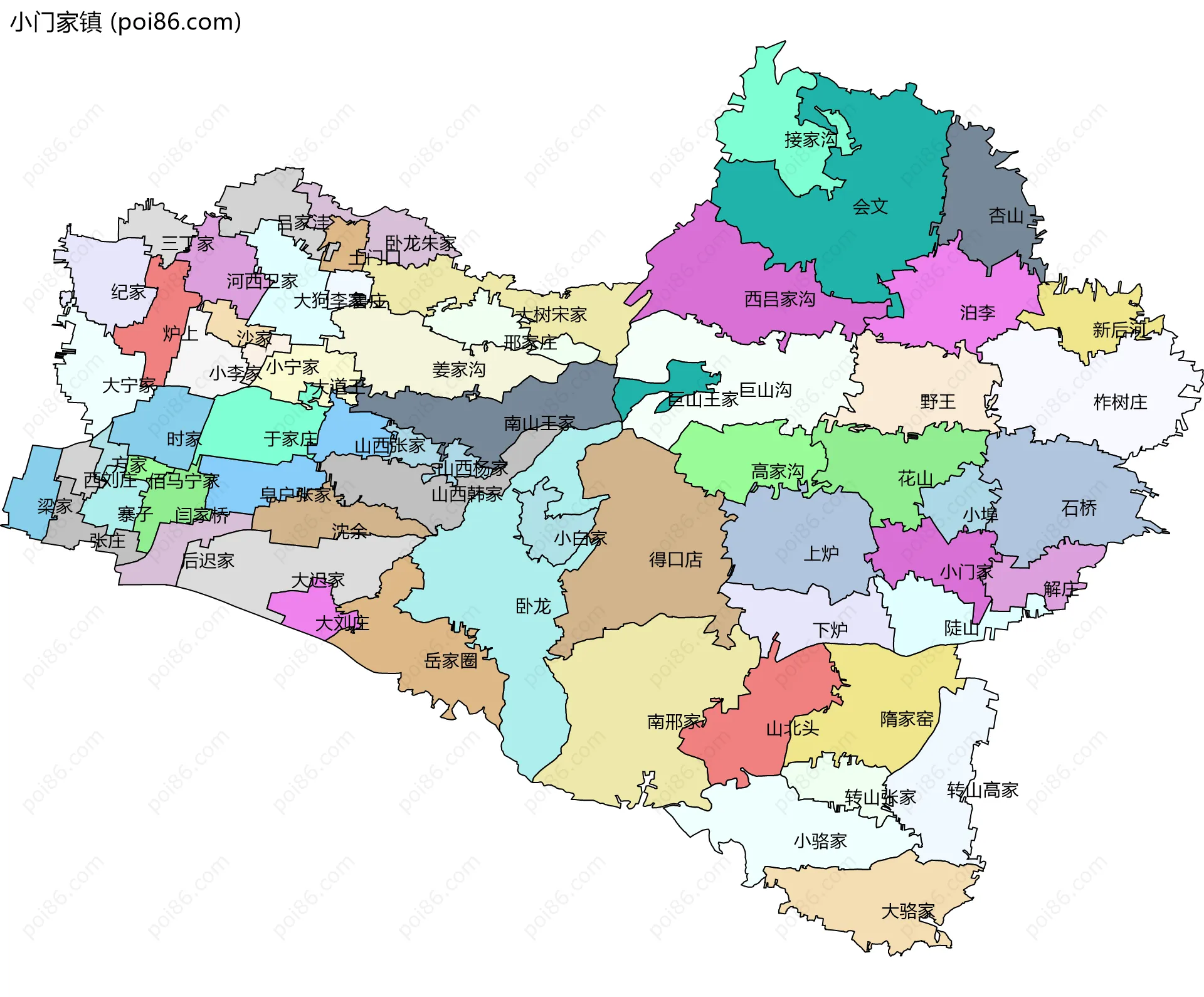 小门家镇边界地图(五级行政区划)