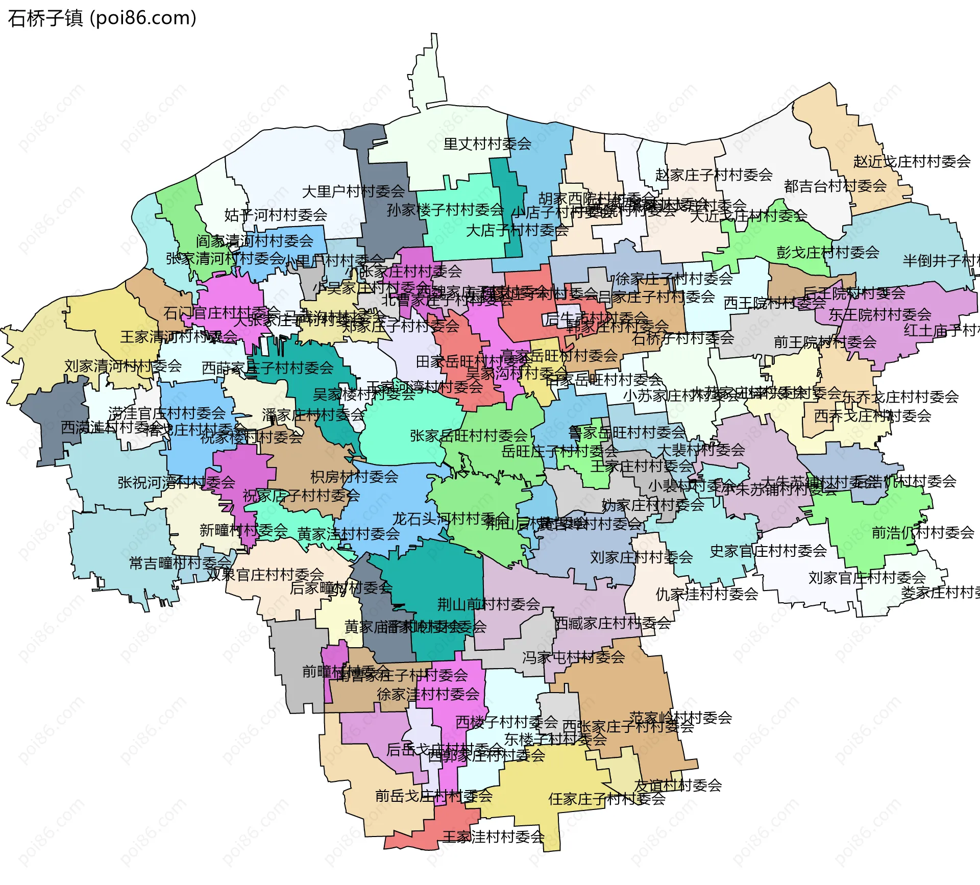 石桥子镇边界地图(五级行政区划)