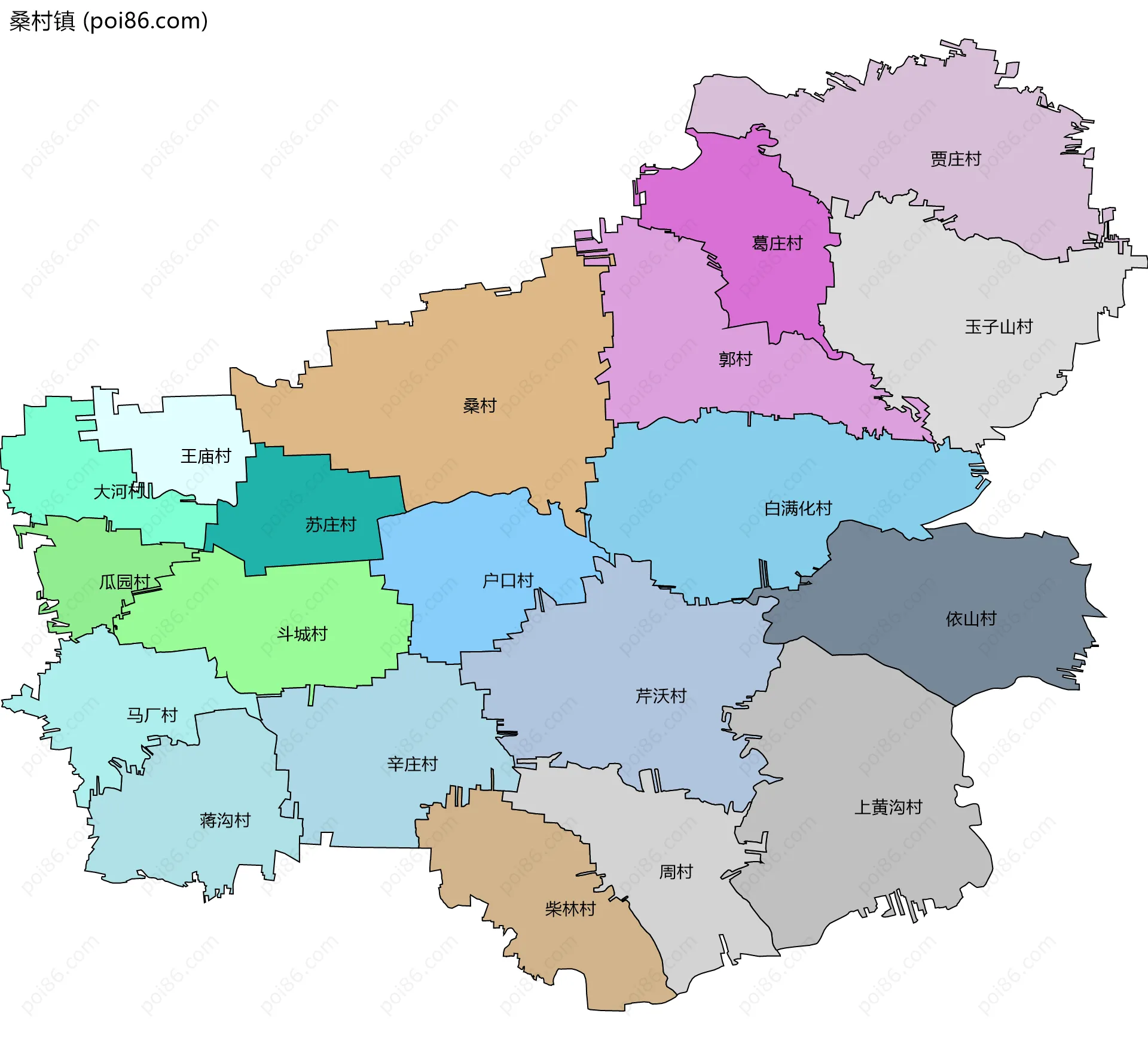 桑村镇边界地图(五级行政区划)