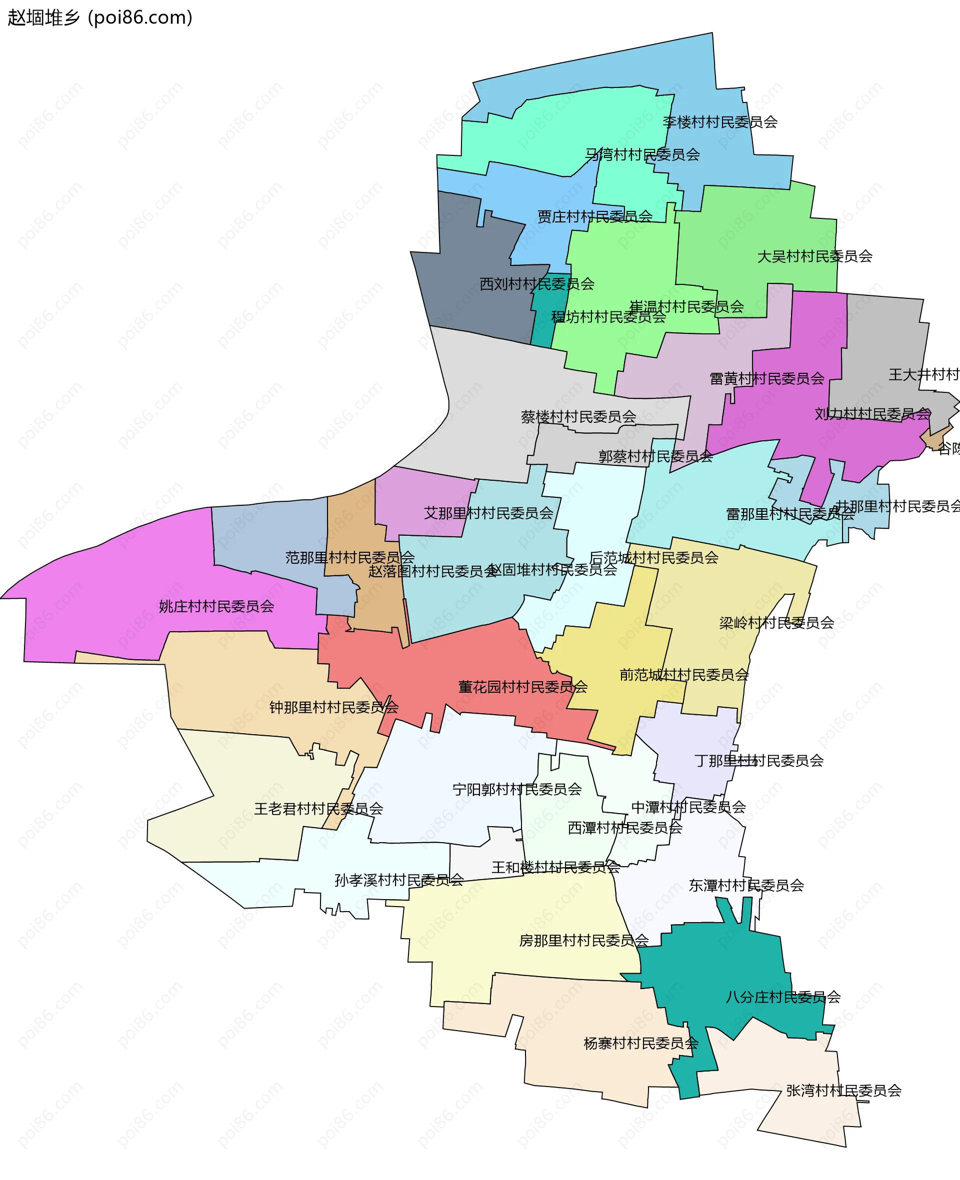 赵堌堆乡边界地图(五级行政区划)