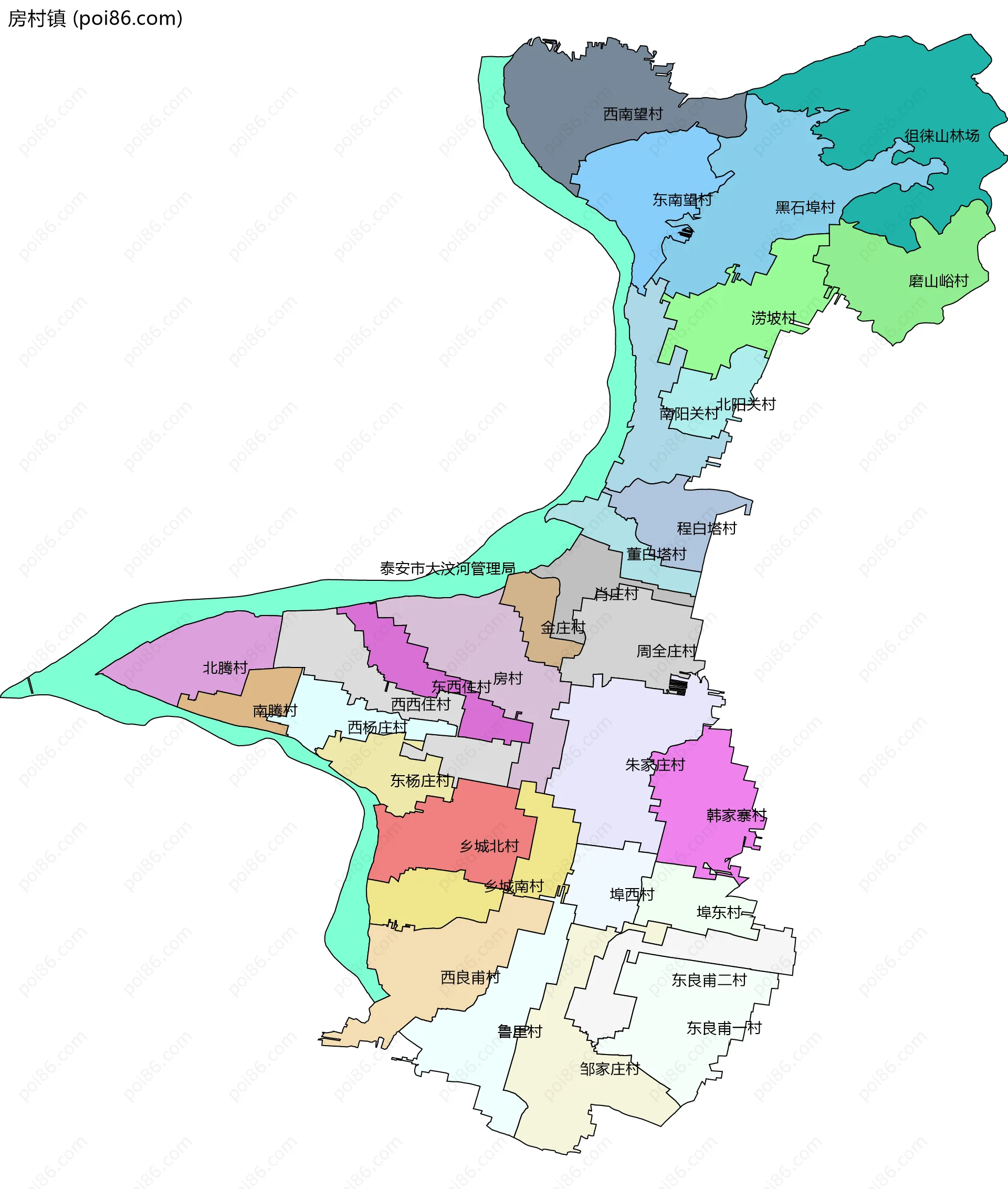 房村镇边界地图(五级行政区划)