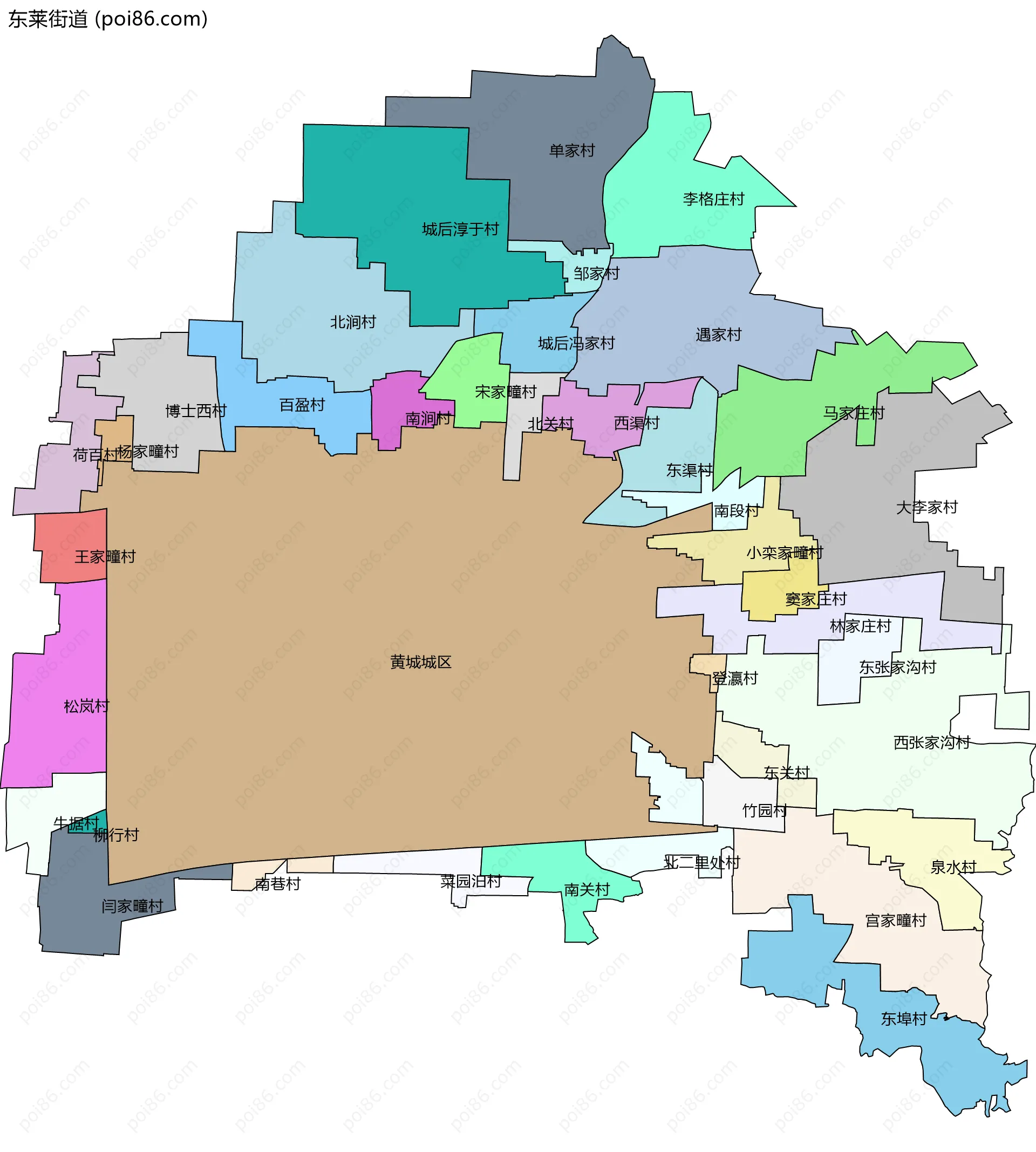 东莱街道边界地图(五级行政区划)