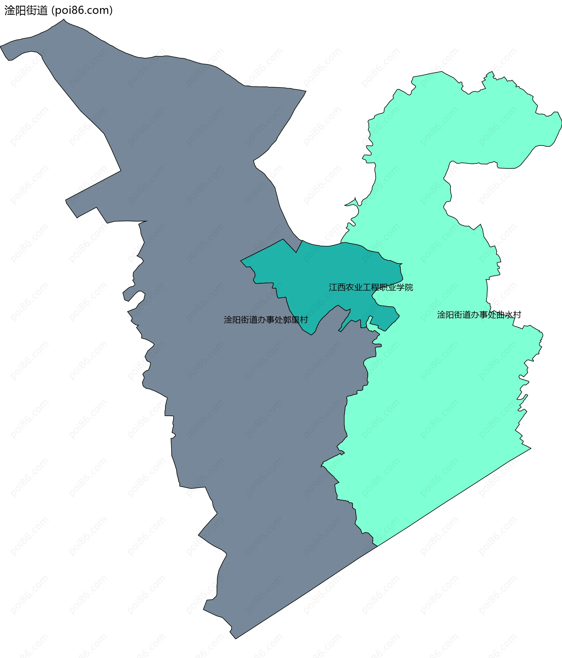 淦阳街道边界地图(五级行政区划)