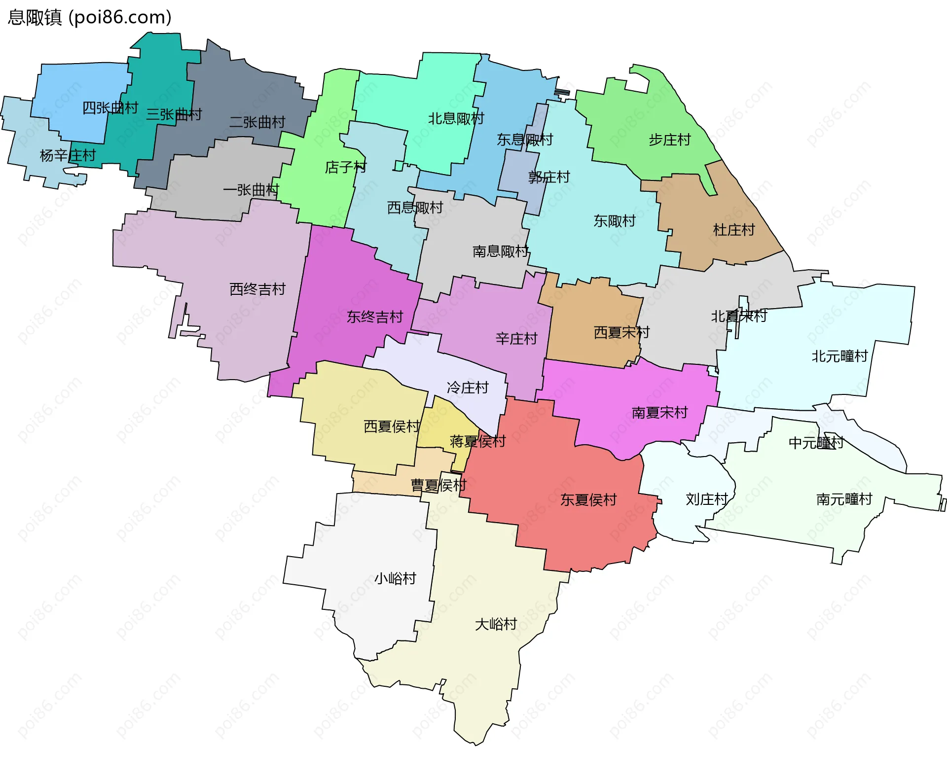 息陬镇边界地图(五级行政区划)