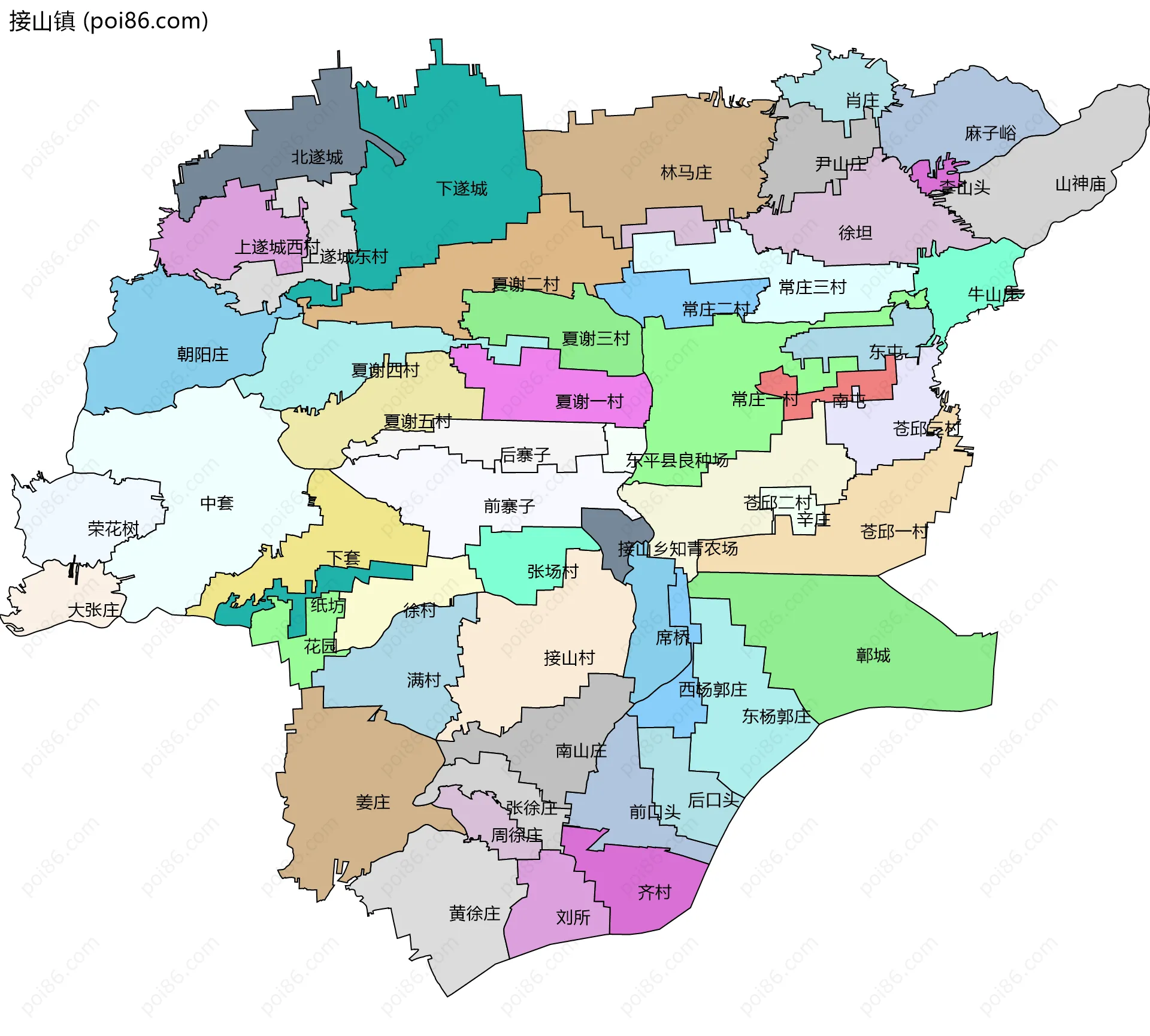 接山镇边界地图(五级行政区划)