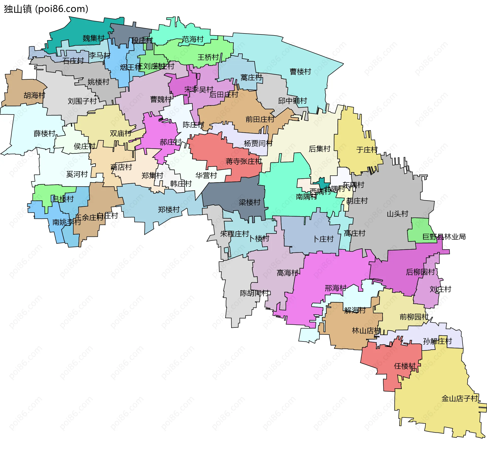 独山镇边界地图(五级行政区划)