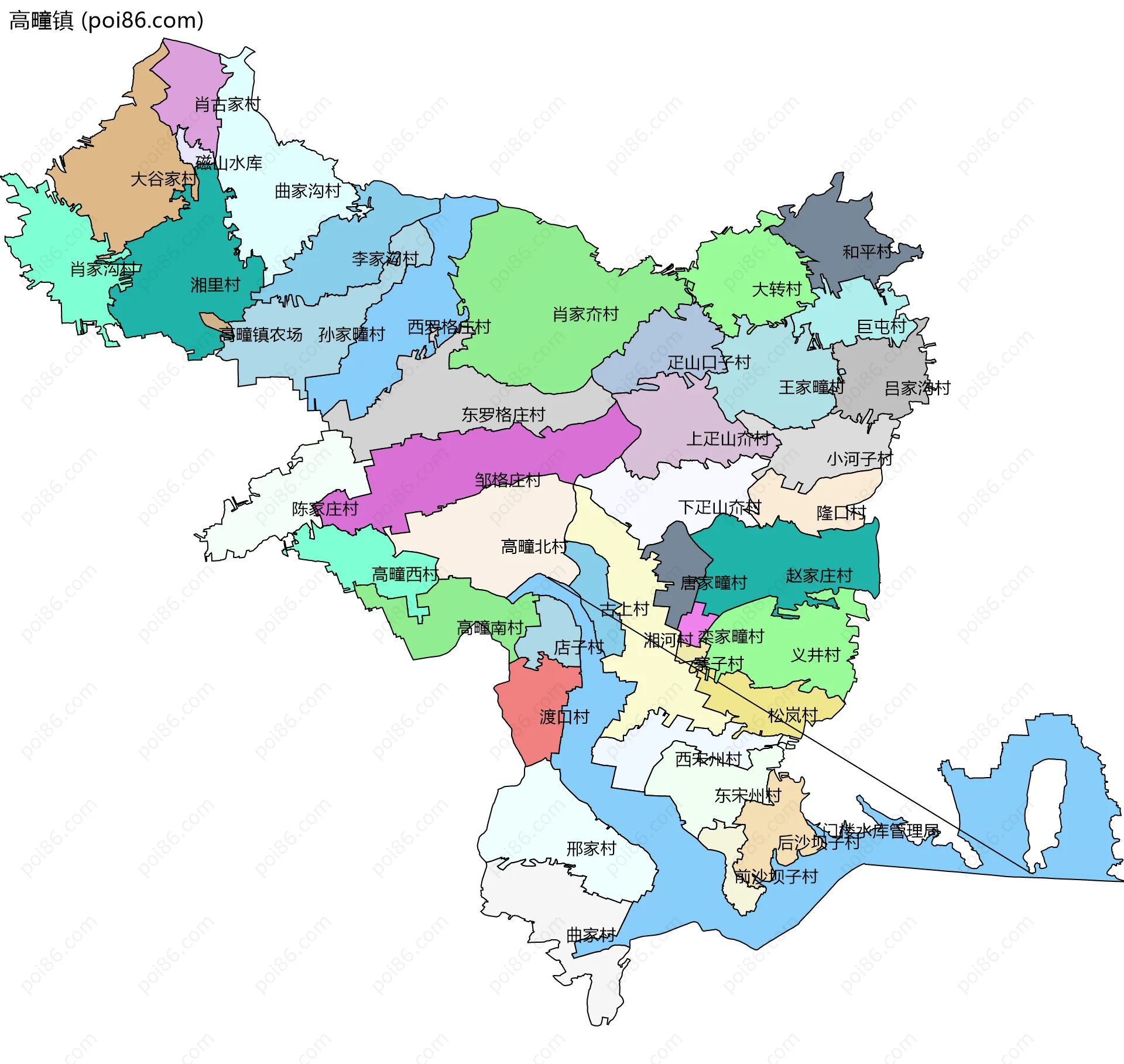 高疃镇边界地图(五级行政区划)