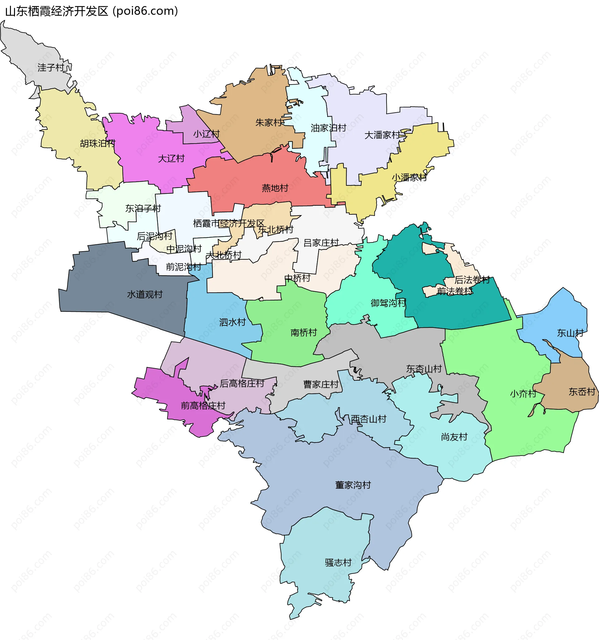 山东栖霞经济开发区边界地图(五级行政区划)