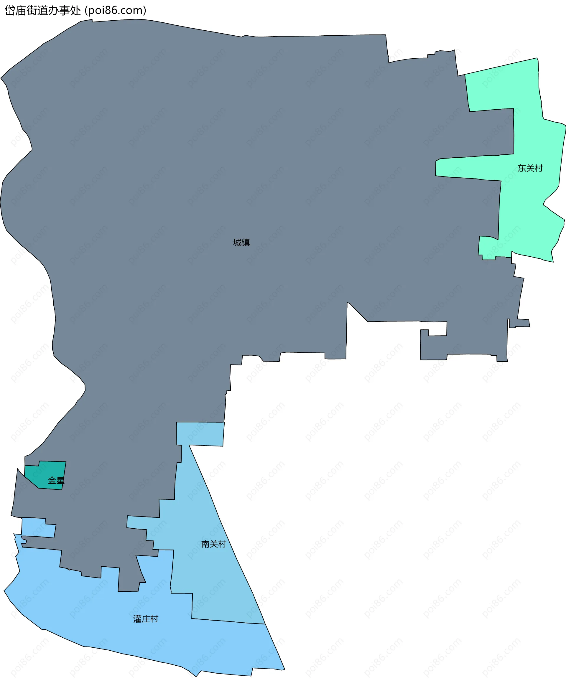 岱庙街道办事处边界地图(五级行政区划)