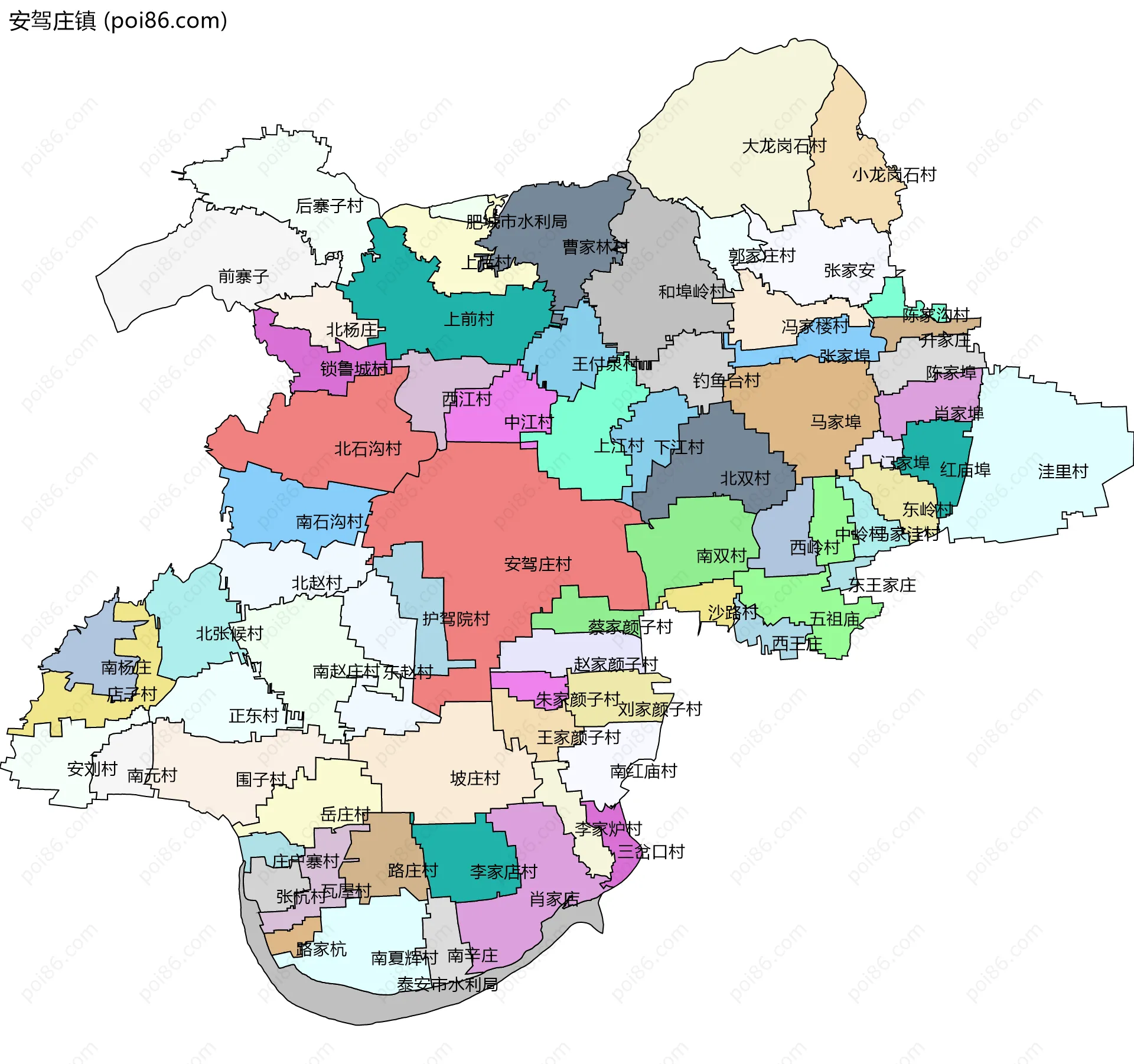 安驾庄镇边界地图(五级行政区划)