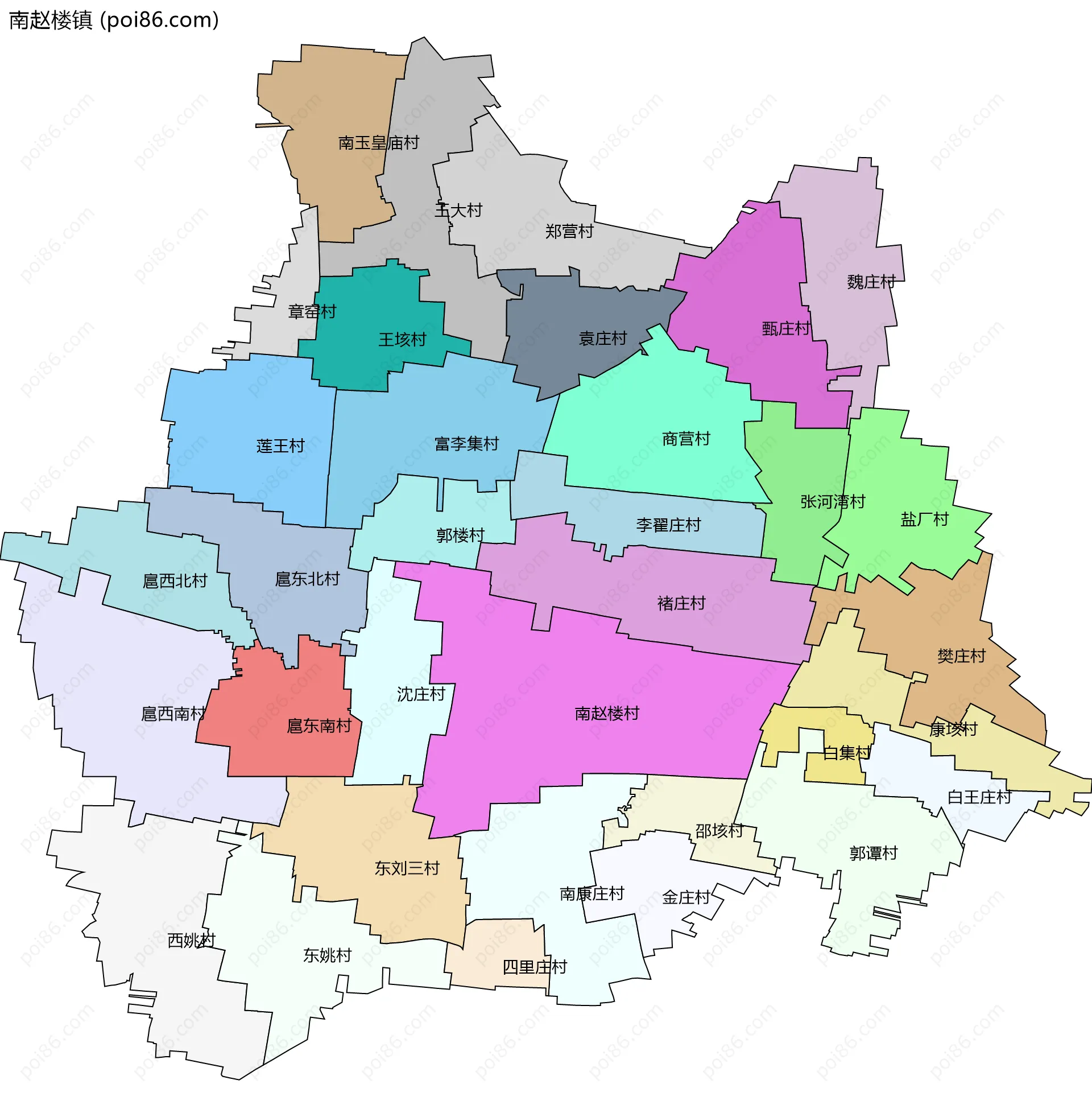 南赵楼镇边界地图(五级行政区划)
