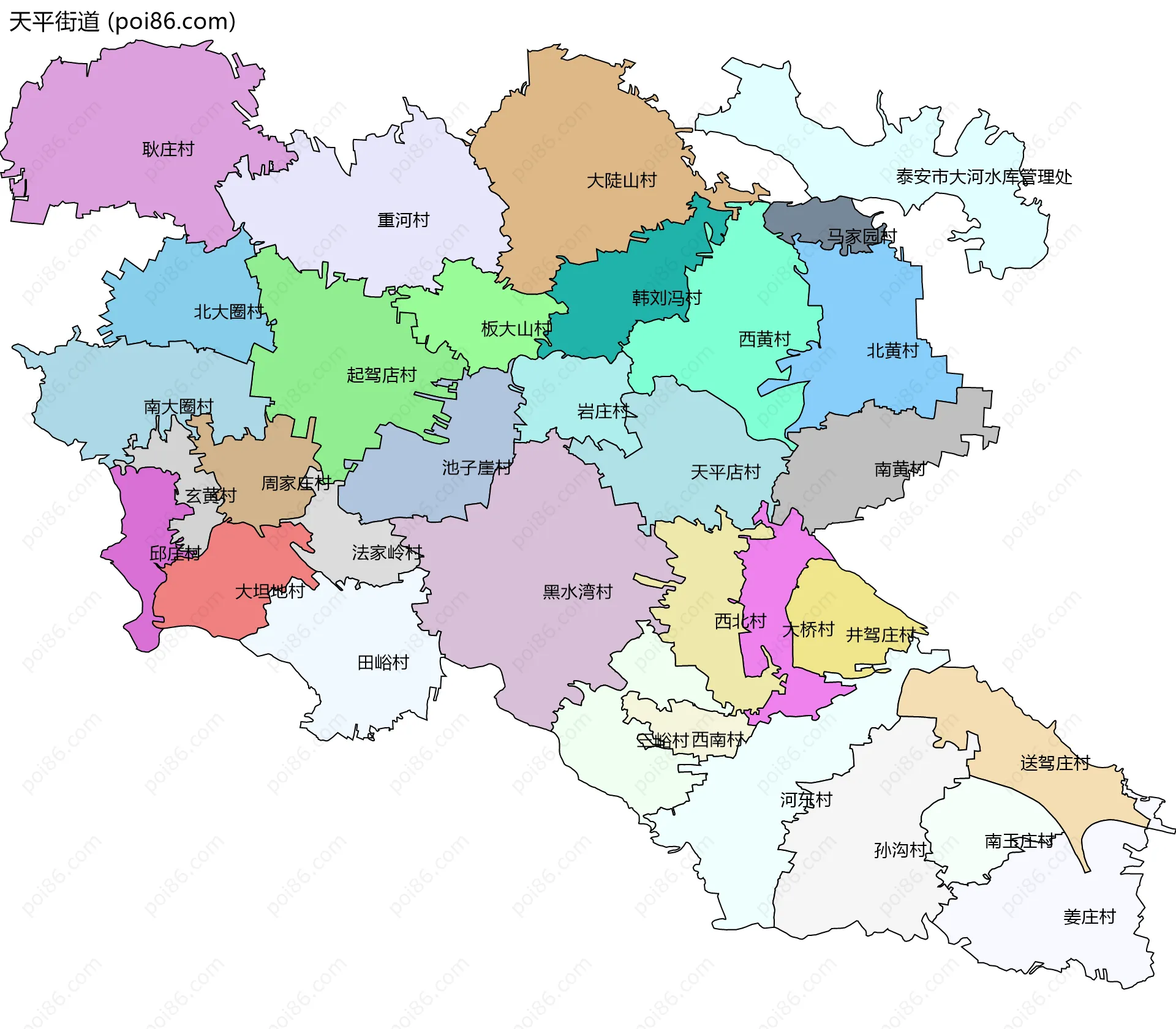 天平街道边界地图(五级行政区划)