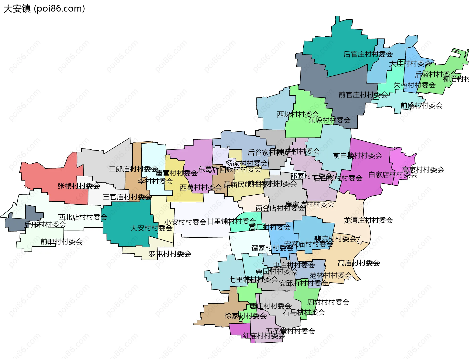 大安镇边界地图(五级行政区划)