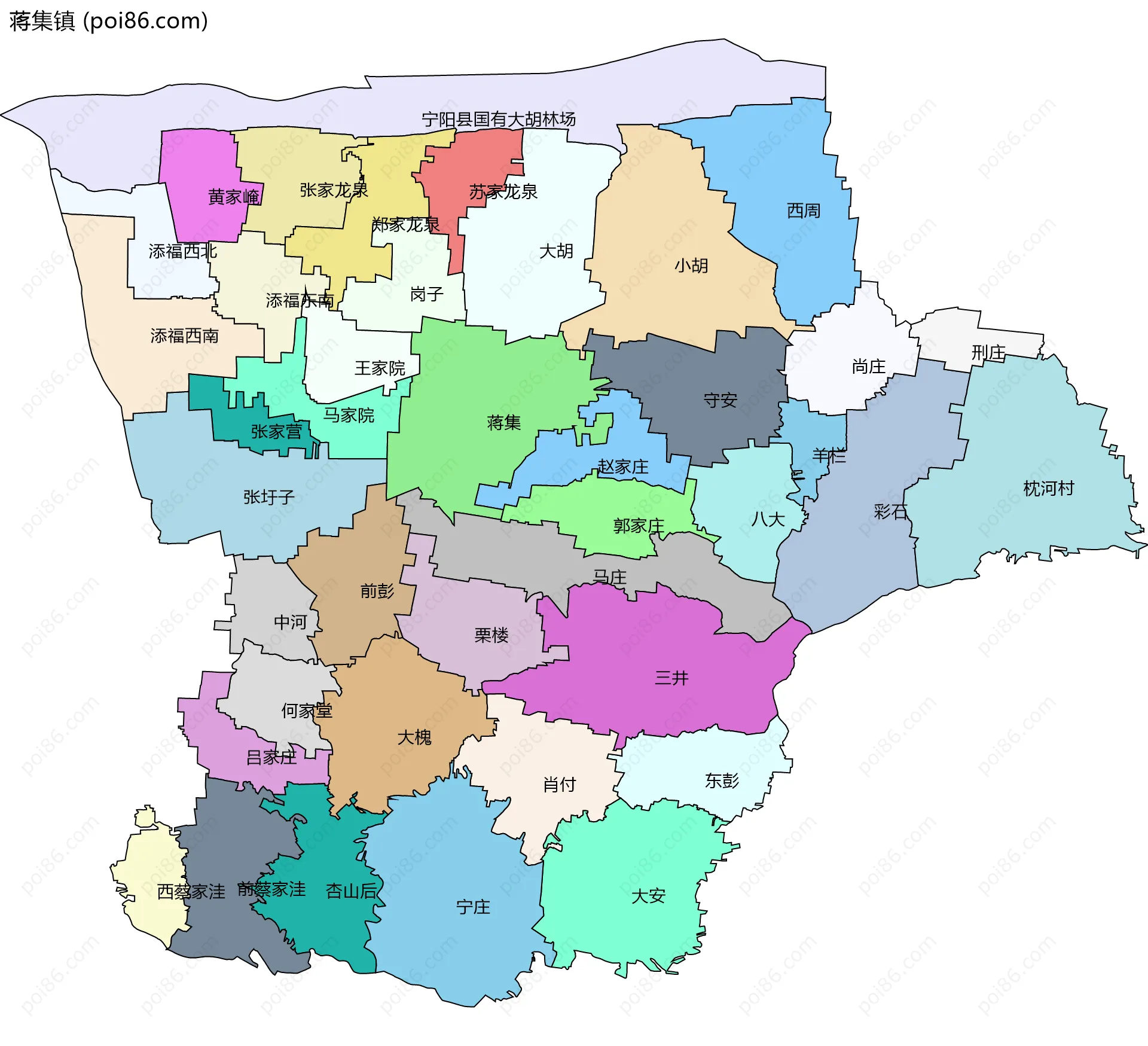 蒋集镇边界地图(五级行政区划)