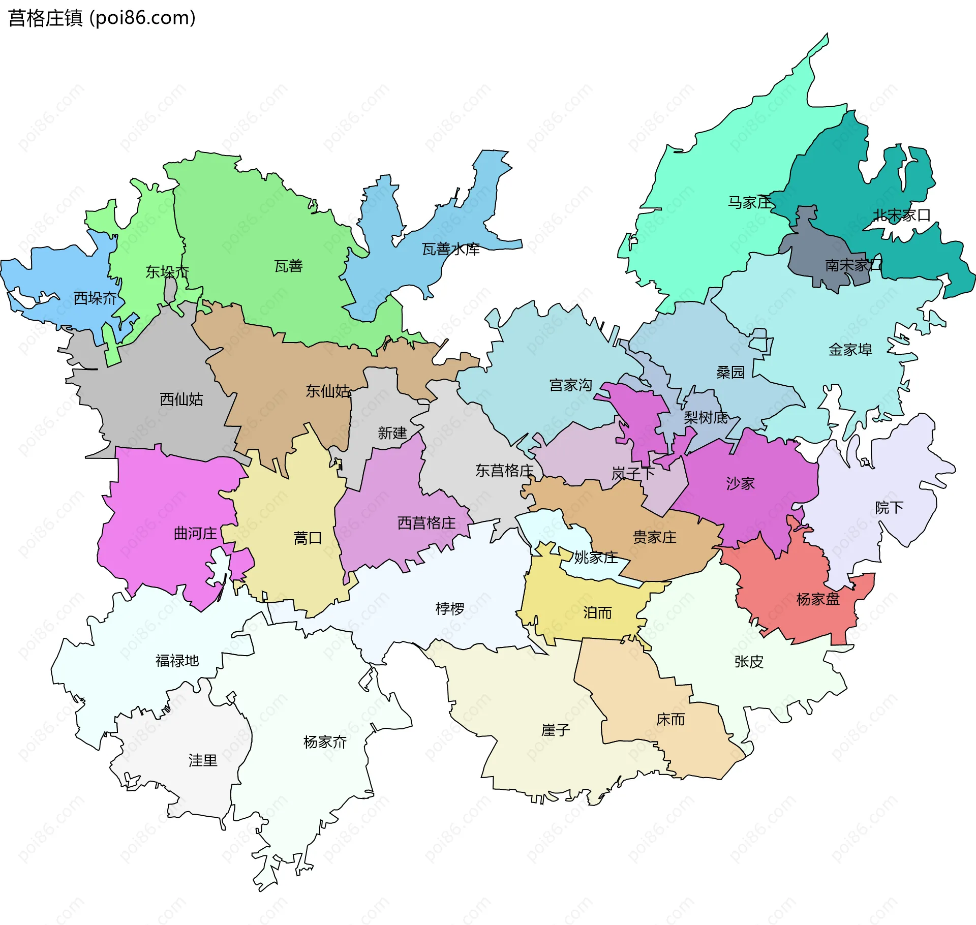 莒格庄镇边界地图(五级行政区划)