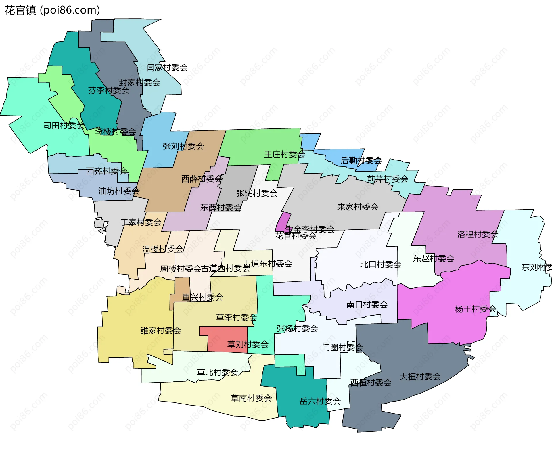 花官镇边界地图(五级行政区划)