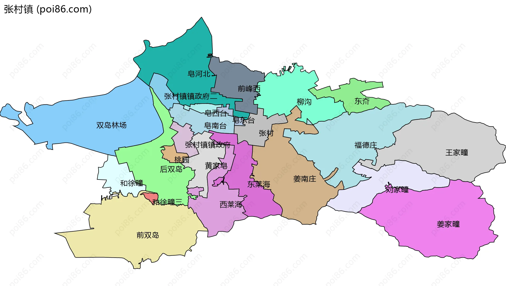张村镇边界地图(五级行政区划)