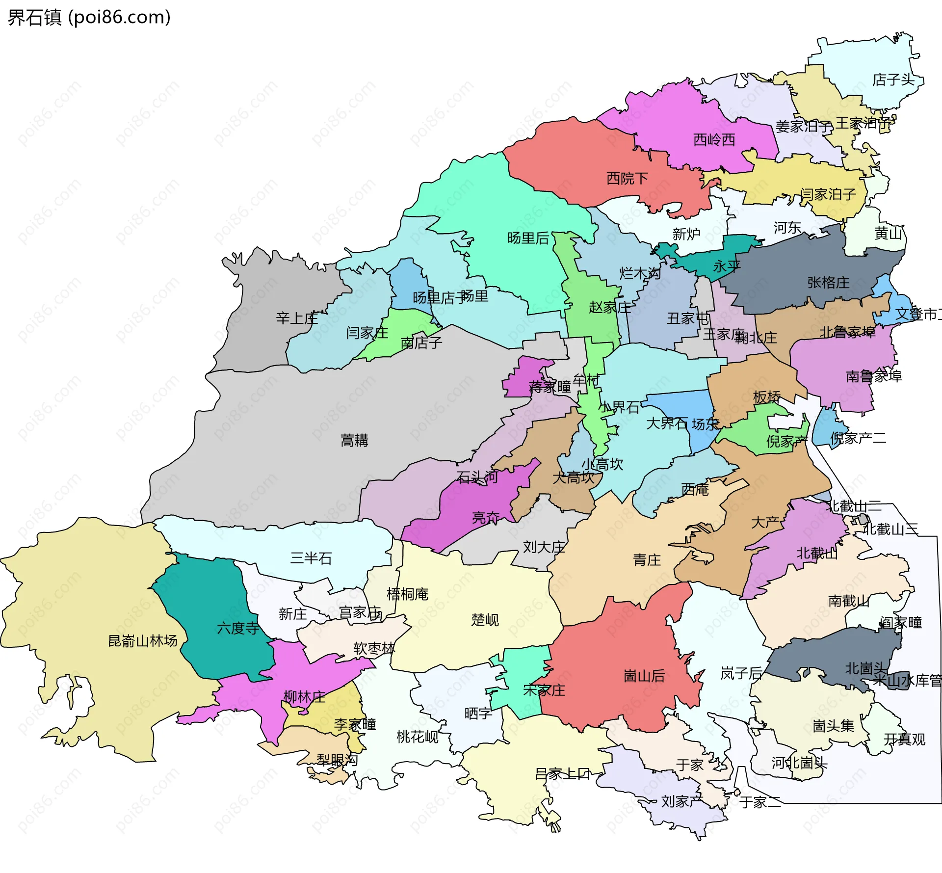 界石镇边界地图(五级行政区划)
