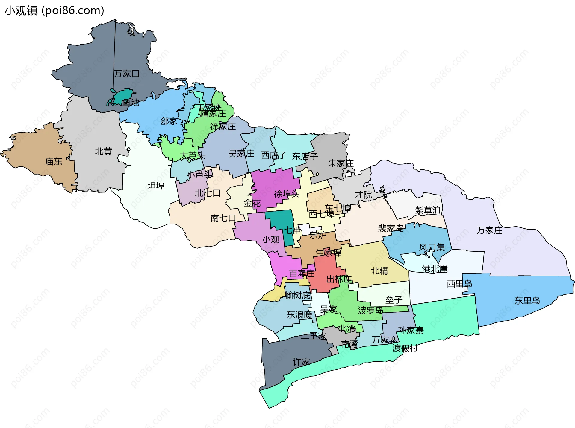 小观镇边界地图(五级行政区划)