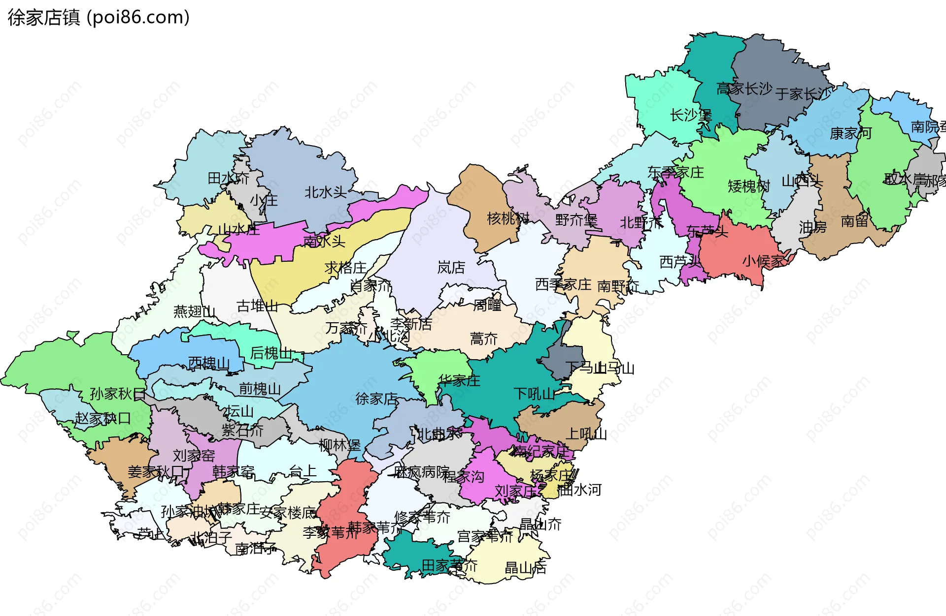 徐家店镇边界地图(五级行政区划)