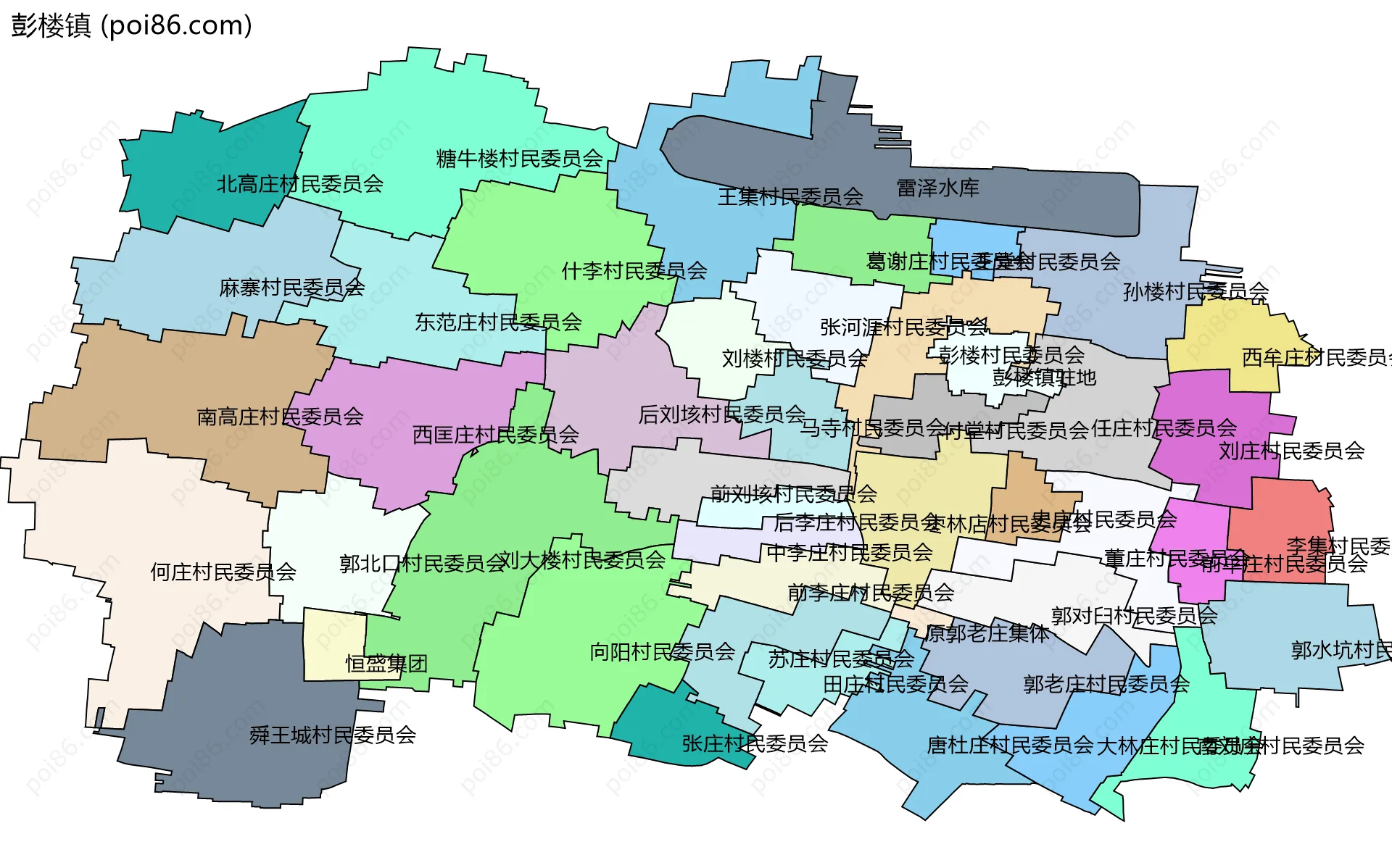 彭楼镇边界地图(五级行政区划)