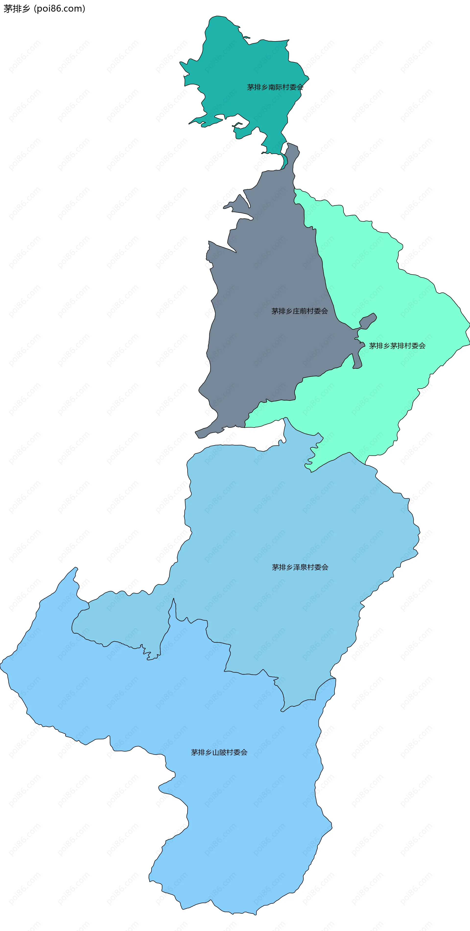 茅排乡边界地图(五级行政区划)