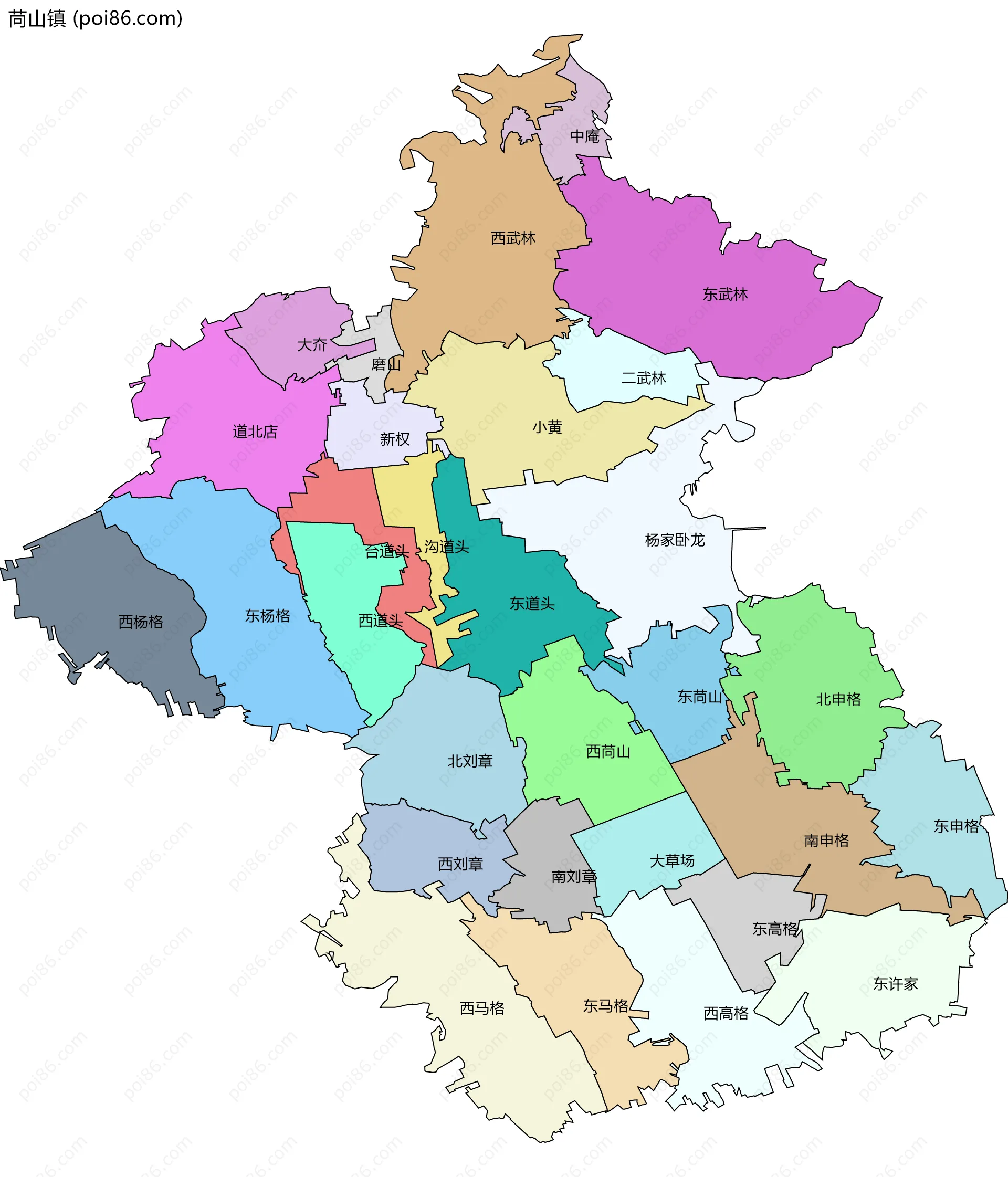 苘山镇边界地图(五级行政区划)